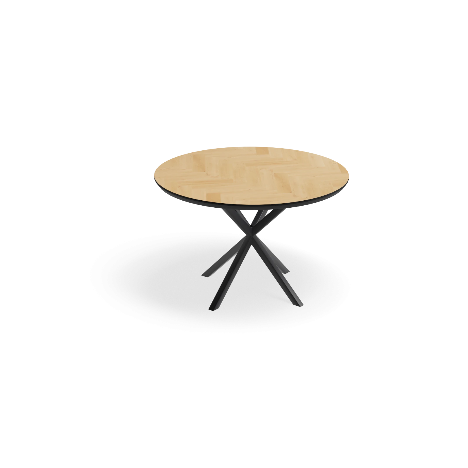 Eettafel North - Rond Eiken Visgraat Nature White (120cm)