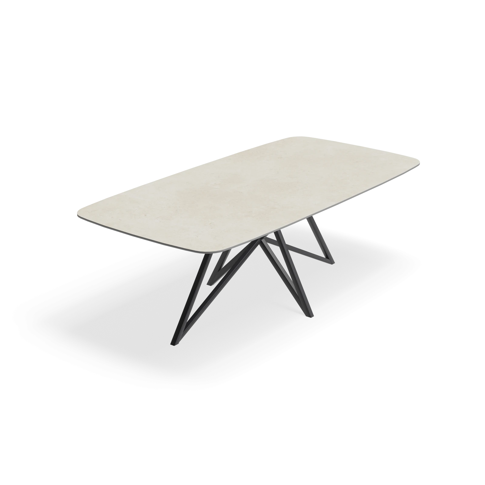 Eettafel Crosse - Deens Ovaal Keramiek Limestone Ivory Satin (220x110cm)