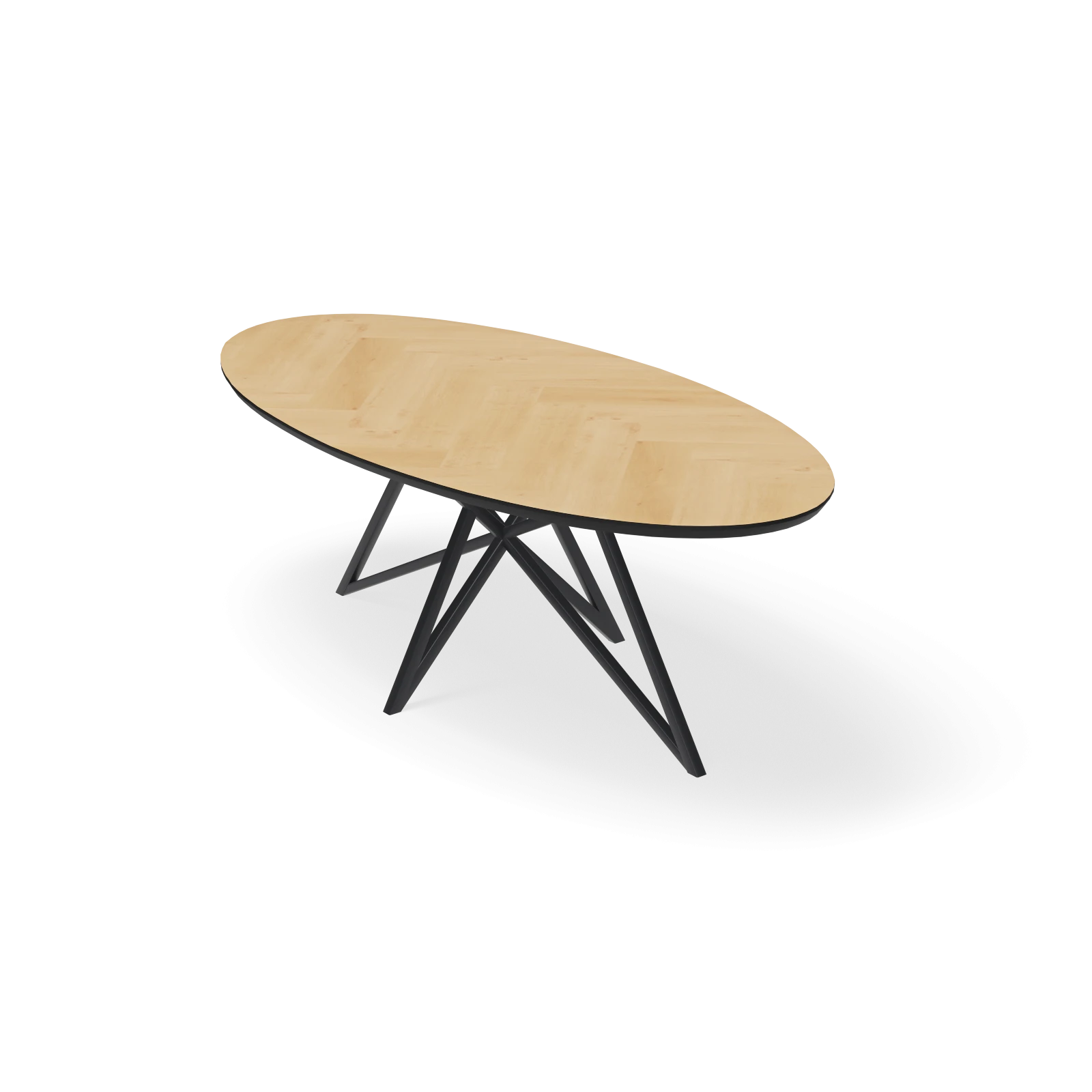 Eettafel Crosse - Ovaal Eiken Visgraat Nature White (220x110cm)