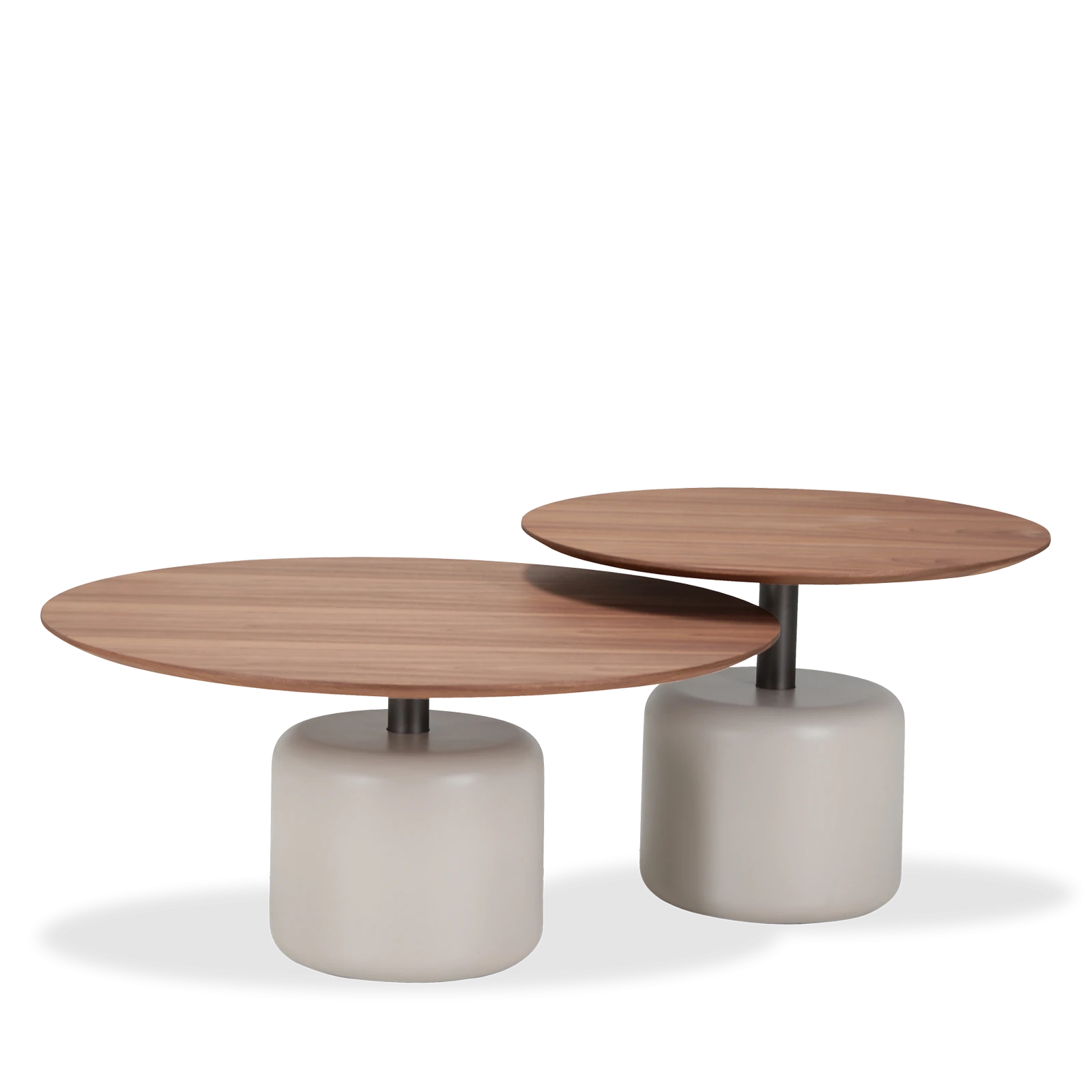 Salontafel (rond: 60cm - poot: off white) Formia - Walnoot