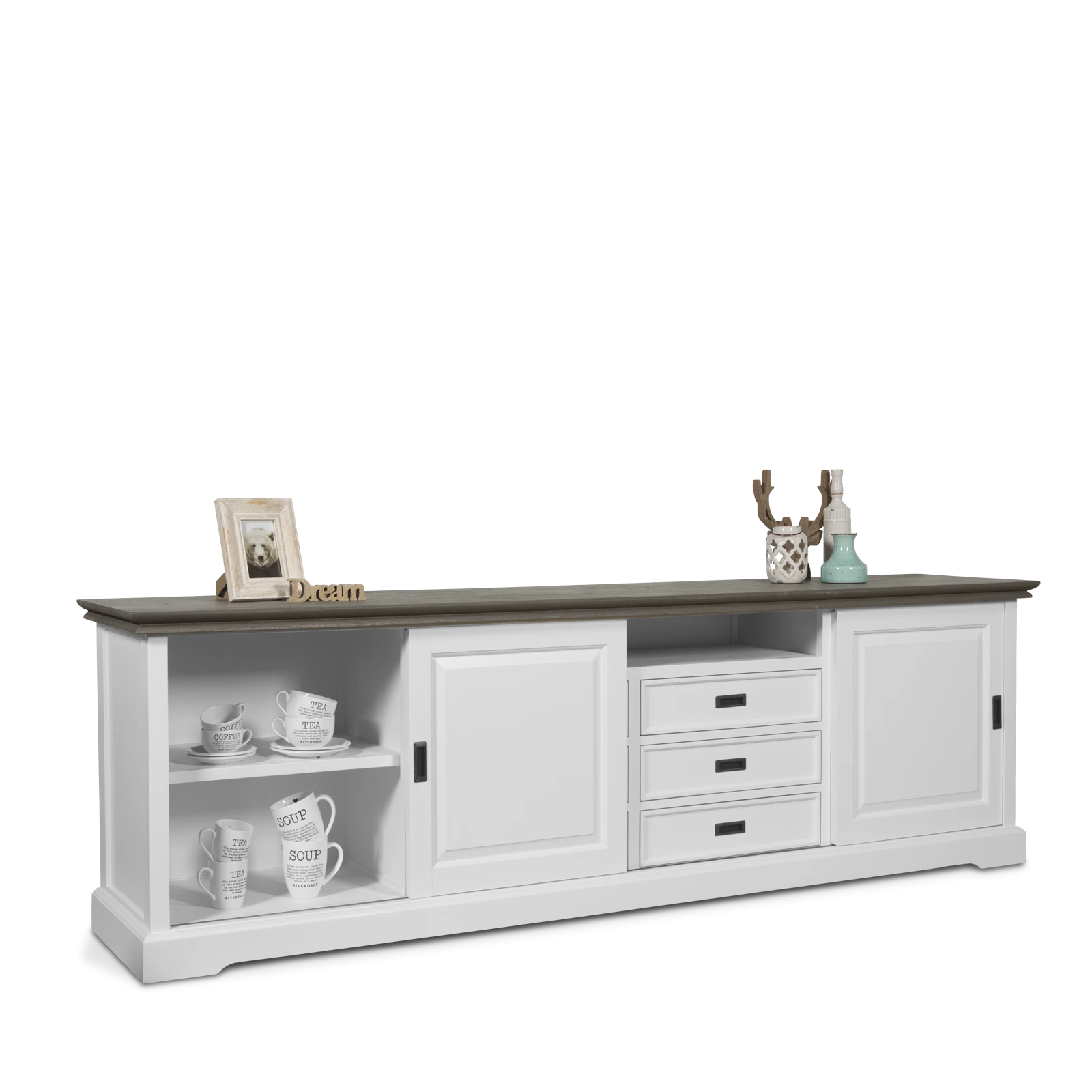 Tv meubel (240cm) Riverwoods - ClearWhite/Rustic Grey