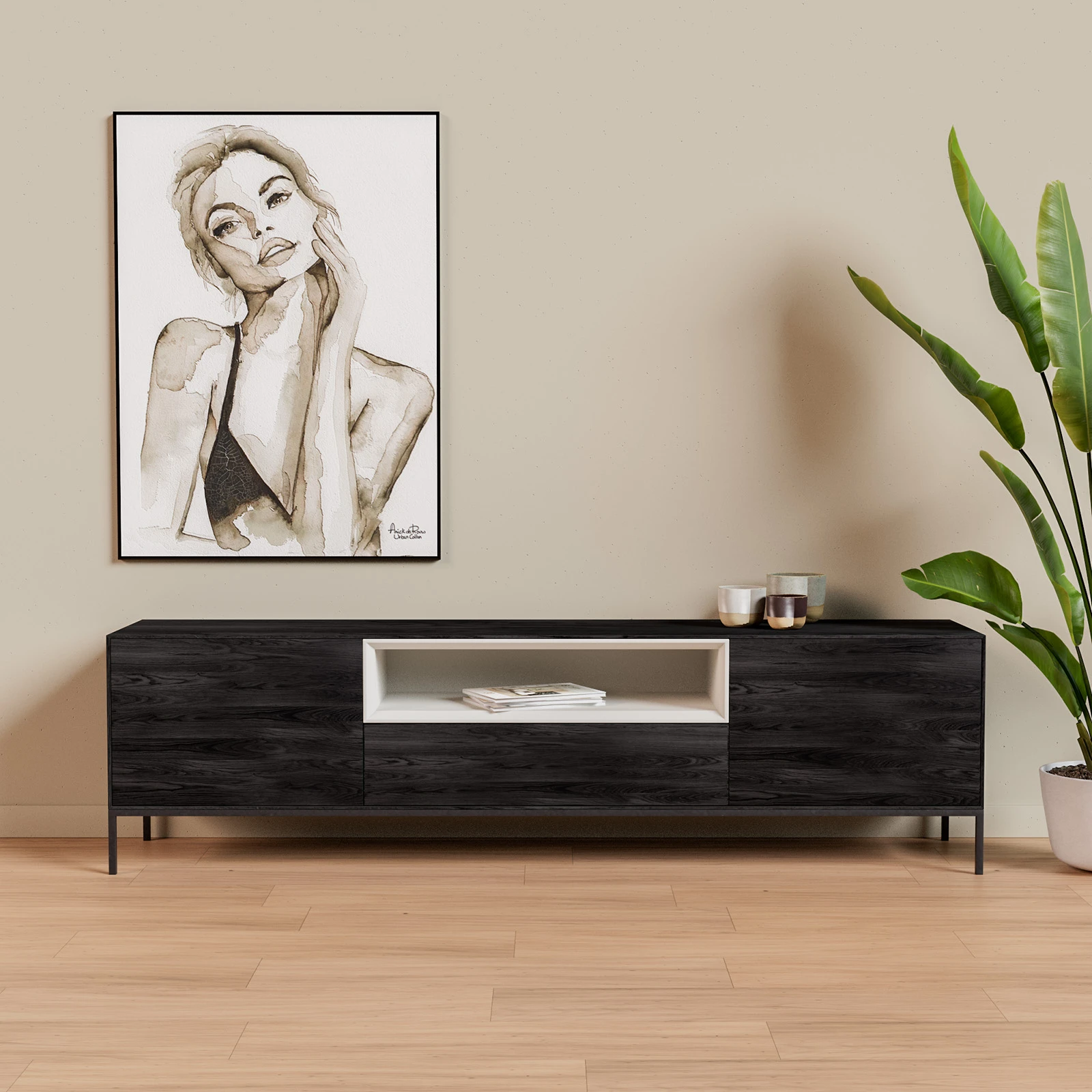TV Meubel Black Sky 200cm Poot