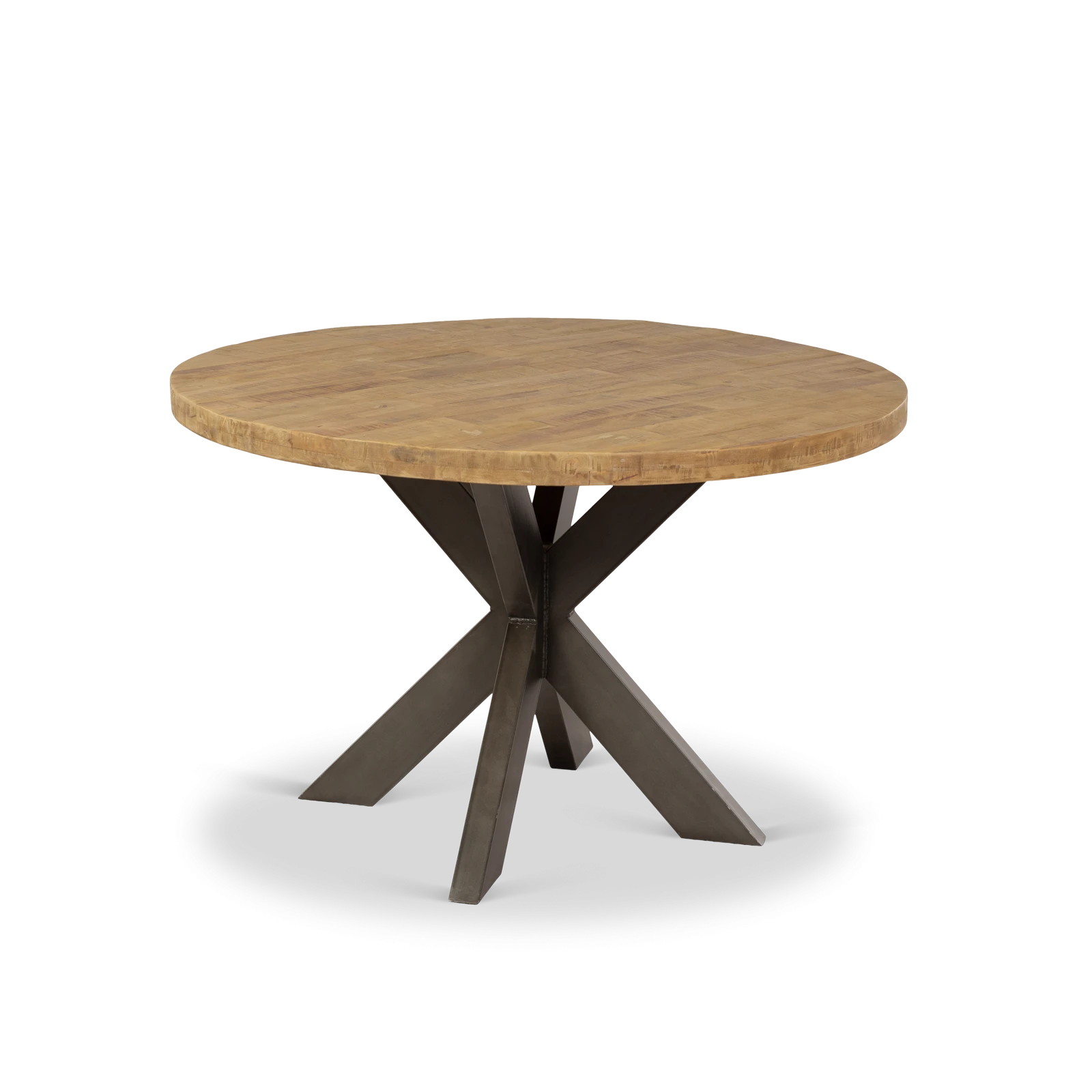 Eettafel (rond 120cm - poot 10x5cm) Steelwood - Seasoned Brown