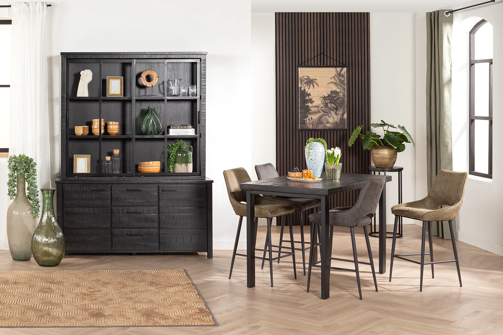 Bartafel (140x80cm) Steelwood - Zwart