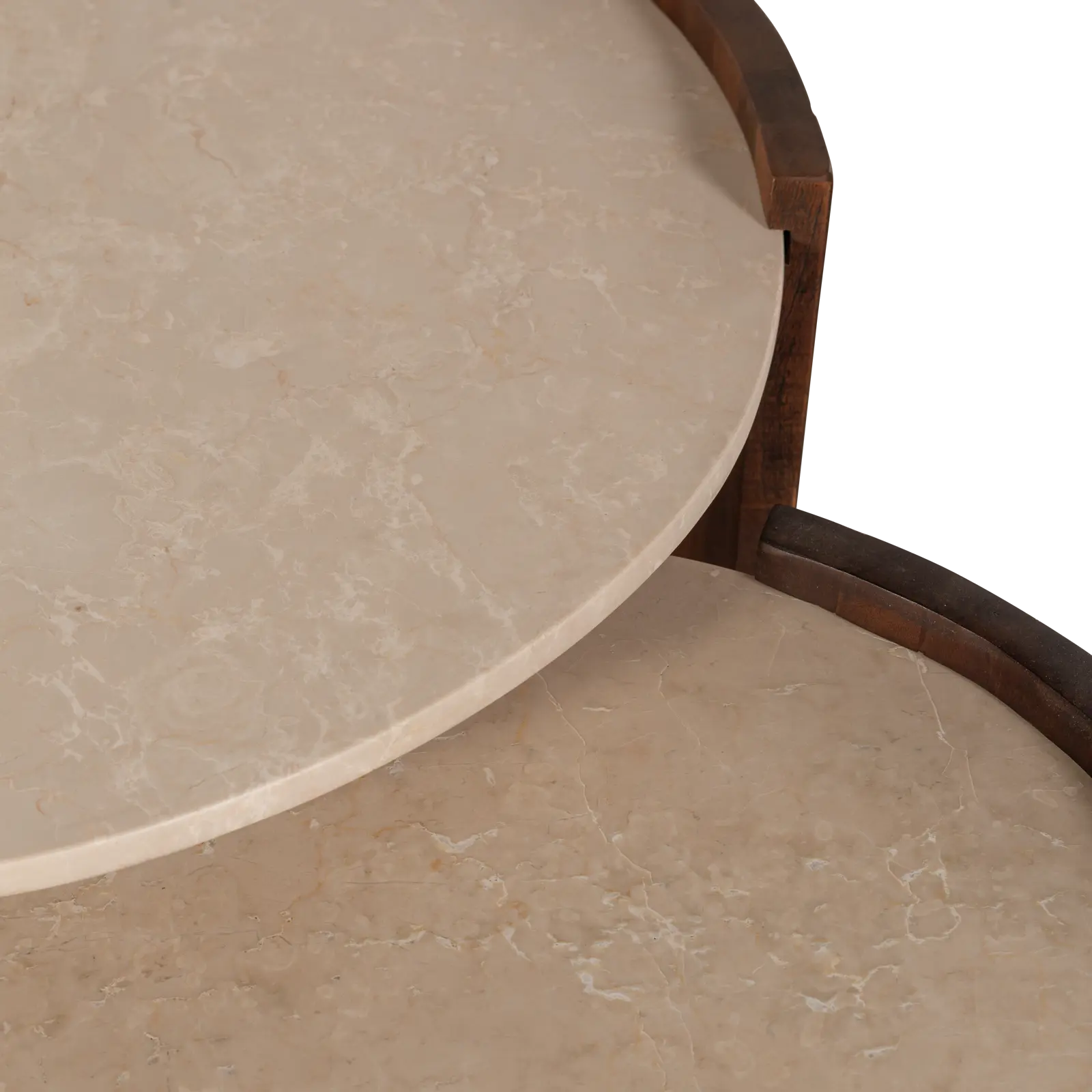 Salontafel set van 2 Miles - rond 70/50 cm - Mangohout Cacao Bruin
