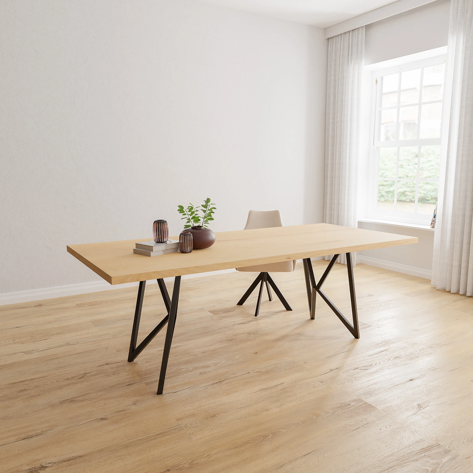 Eettafel Crosse los - Rechthoek Eiken Nature White (220x100cm)