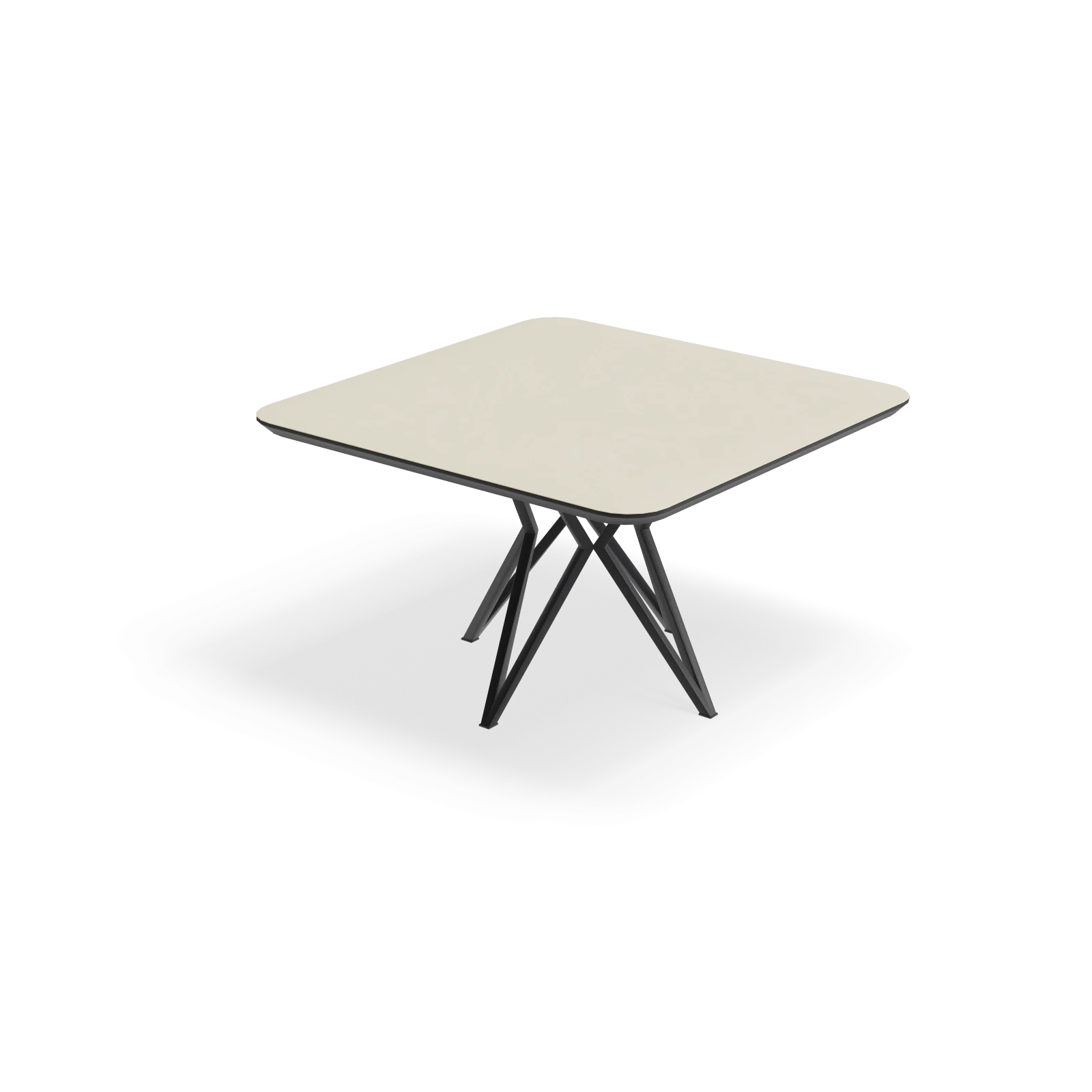 Eettafel Crosse - Vierkant afgeronde hoeken HPL Stone Beige (130x130cm)