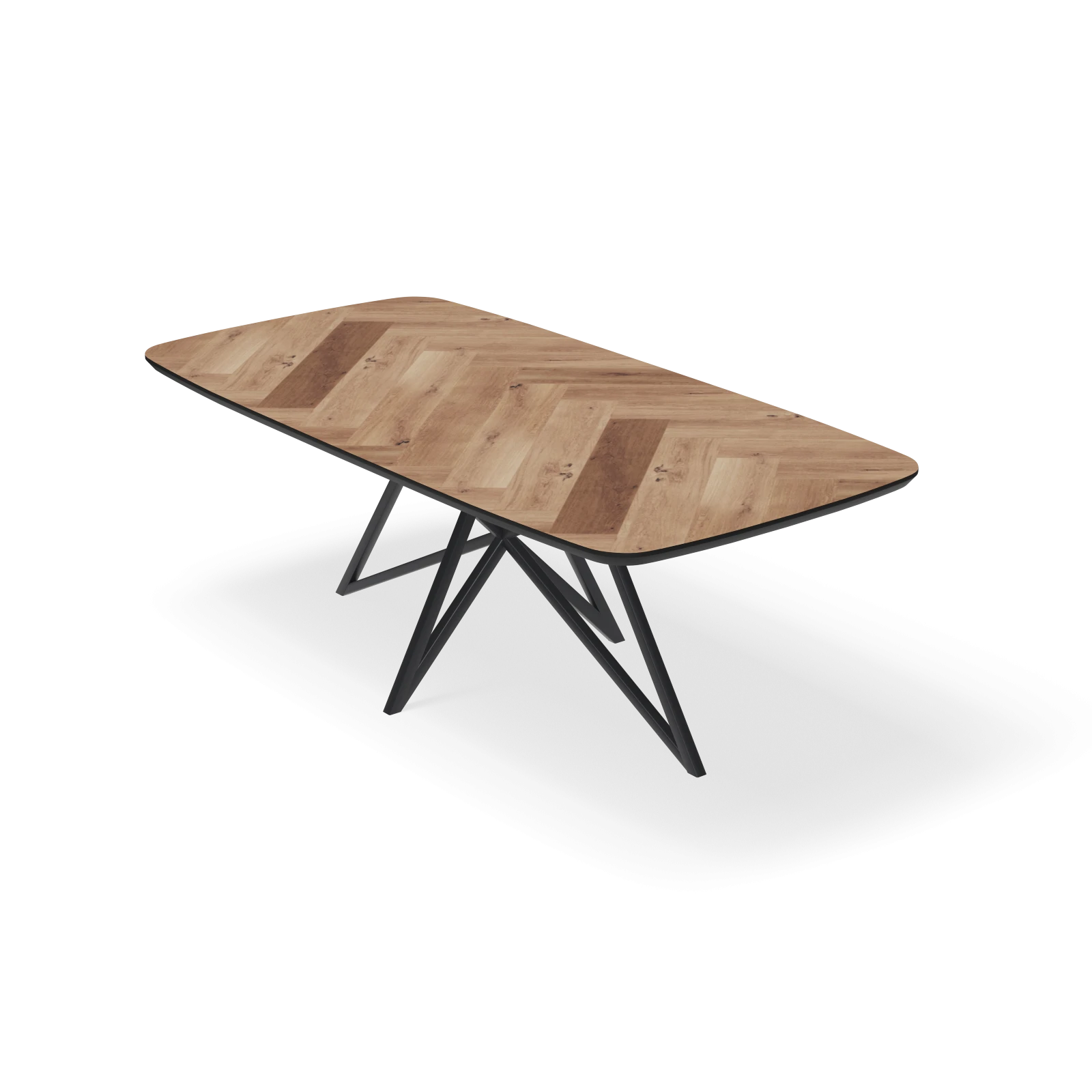 Eettafel Crosse - Deens Ovaal Eiken Visgraat Kiezel (220x100cm)
