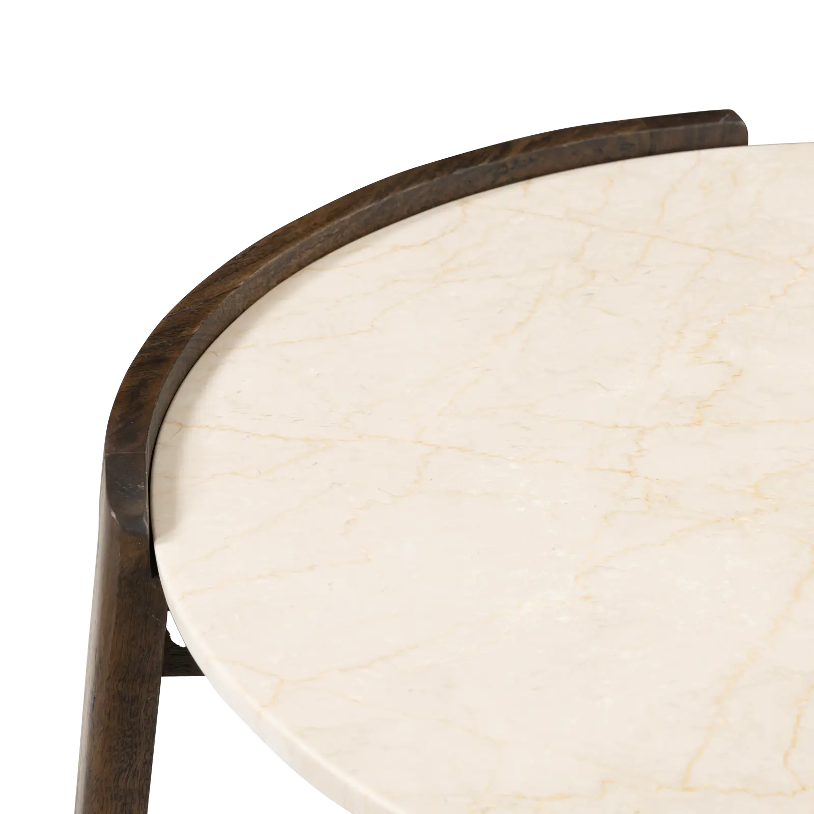 Salontafel Kiona - rond 80 cm - Mangohout Cacao Bruin + Marmer Beige