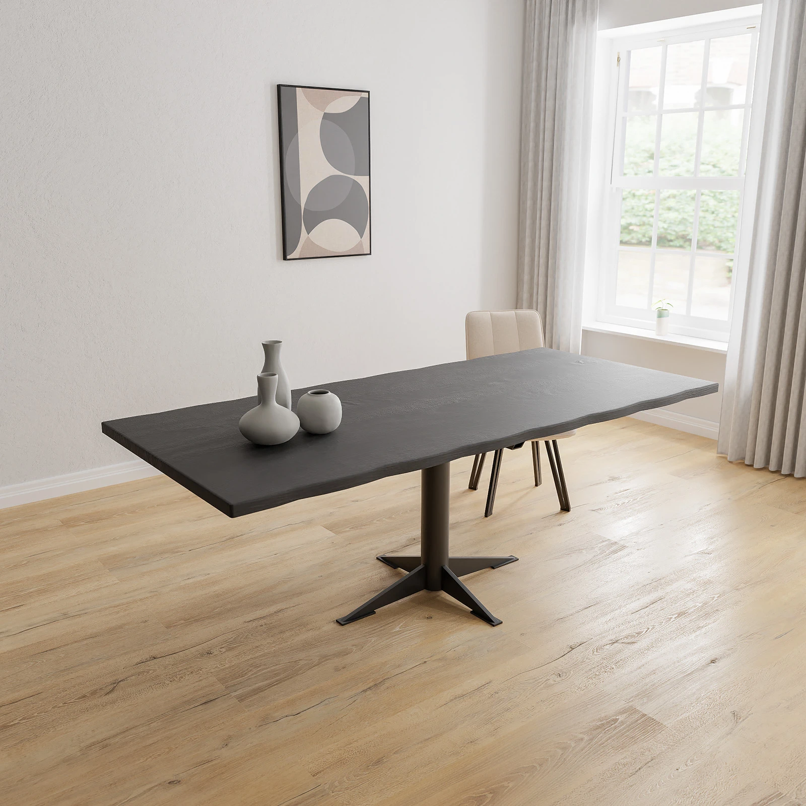 Eettafel Westfield - Rechthoekig Boomstam Eiken Black Sky (220x100cm)