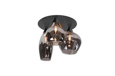 Plafondlamp zwart glas industrieel