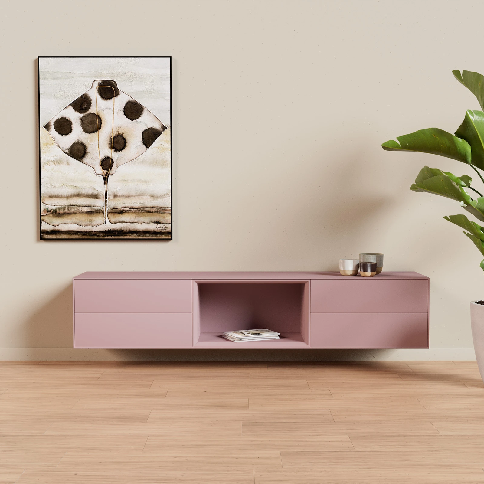 TV Meubel Retro Pink 200cm Zwevend