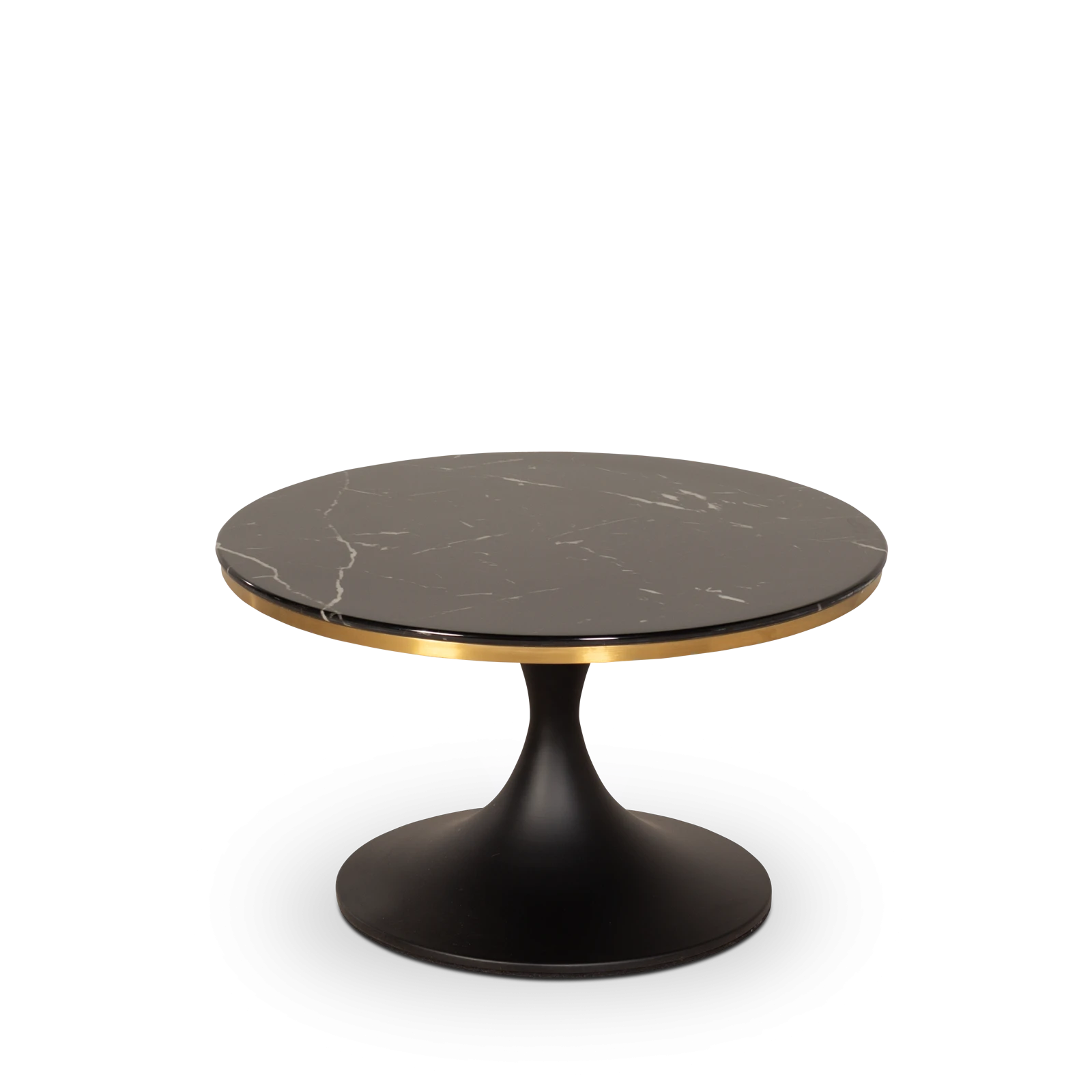 Bijzettafel (rond 60cm - hoog 34cm) Elaris - Marbleglass Zwart