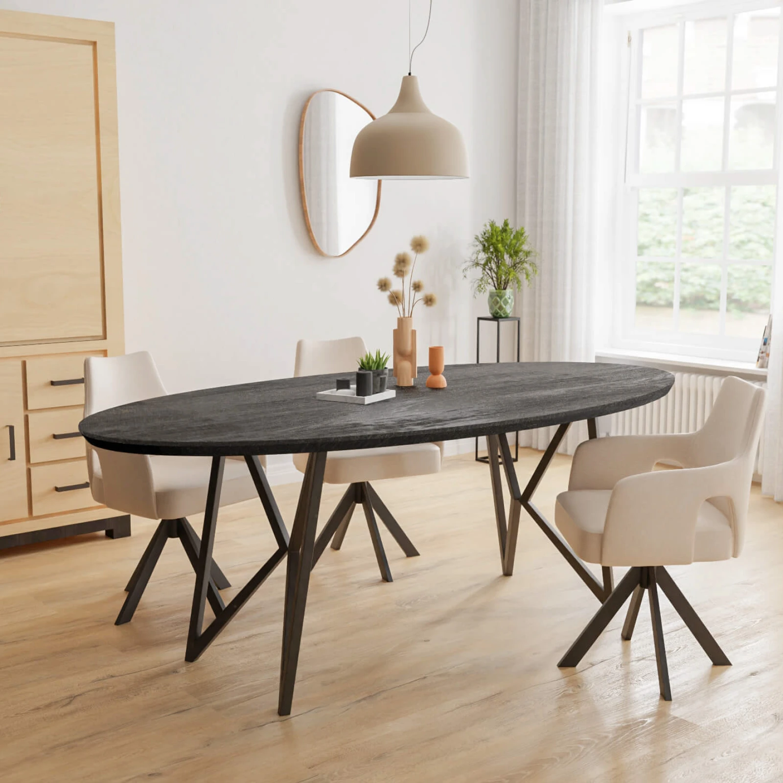 Eettafel Crosse Los - Ovaal Eiken Black Sky (220x110cm)
