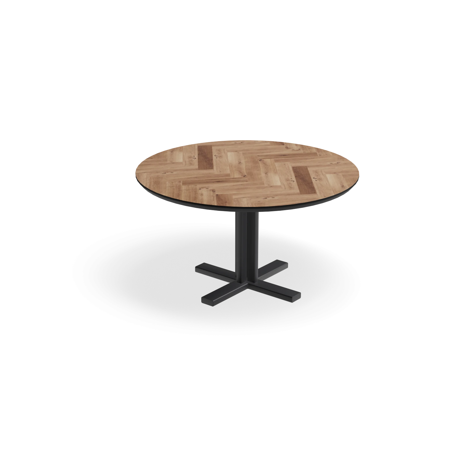 Eettafel Kolos - Rond Eiken Visgraat Kiezel (140cm)