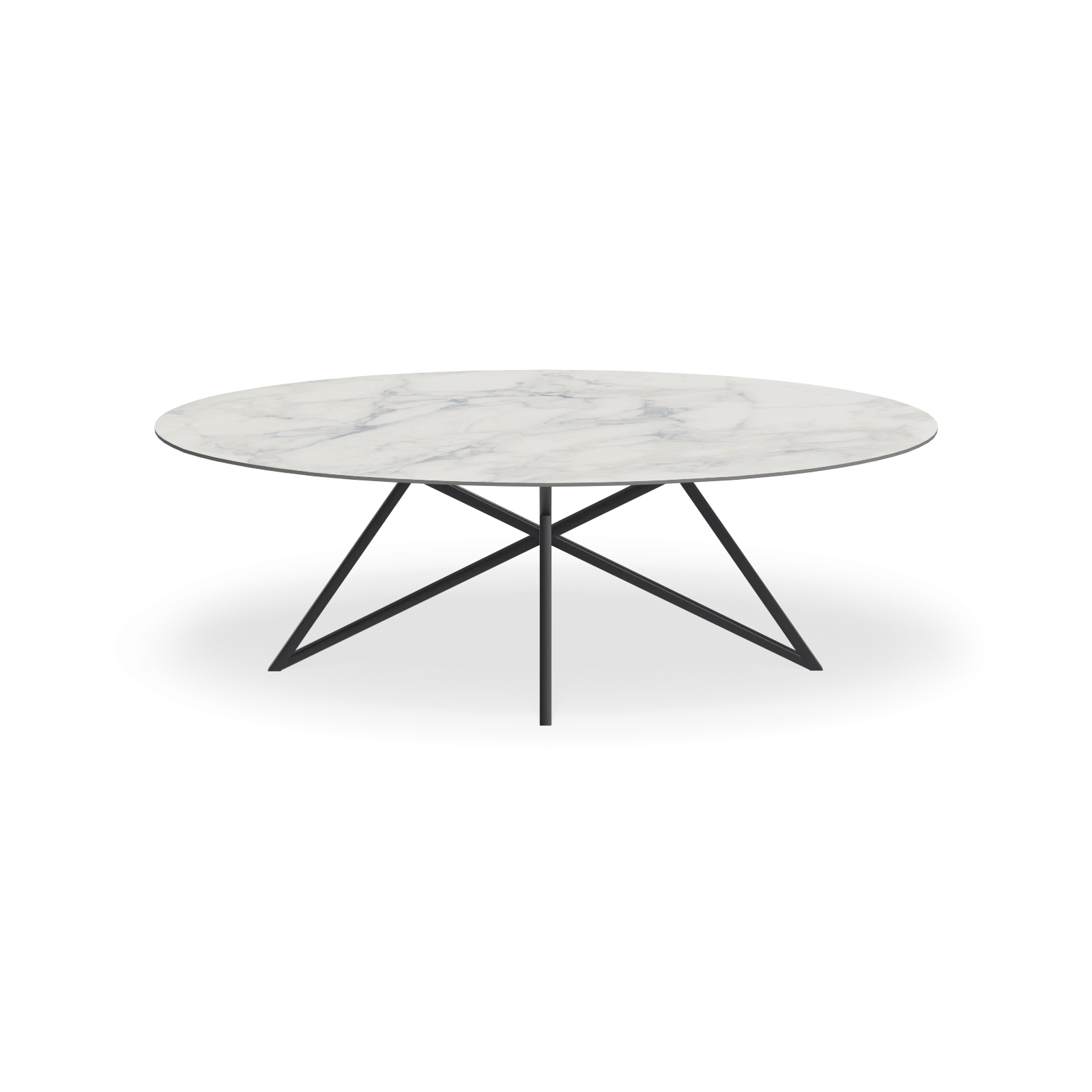 Eettafel Crosse - Ovaal Keramiek Calacatta (220x110cm)