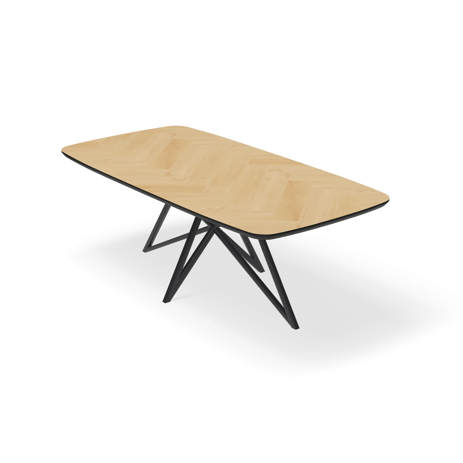Eettafel Crosse - Deens Ovaal Eiken Visgraat Nature White (220x100cm)