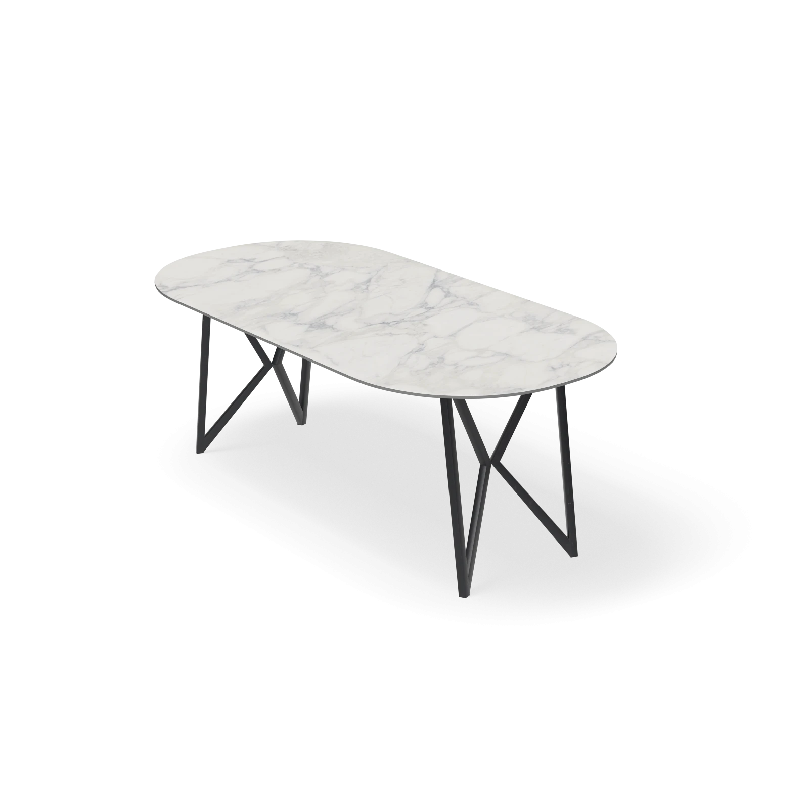 Eettafel Crosse (los) - Halve Cirkel Keramiek Calacatta Extra Satin (200x100cm)