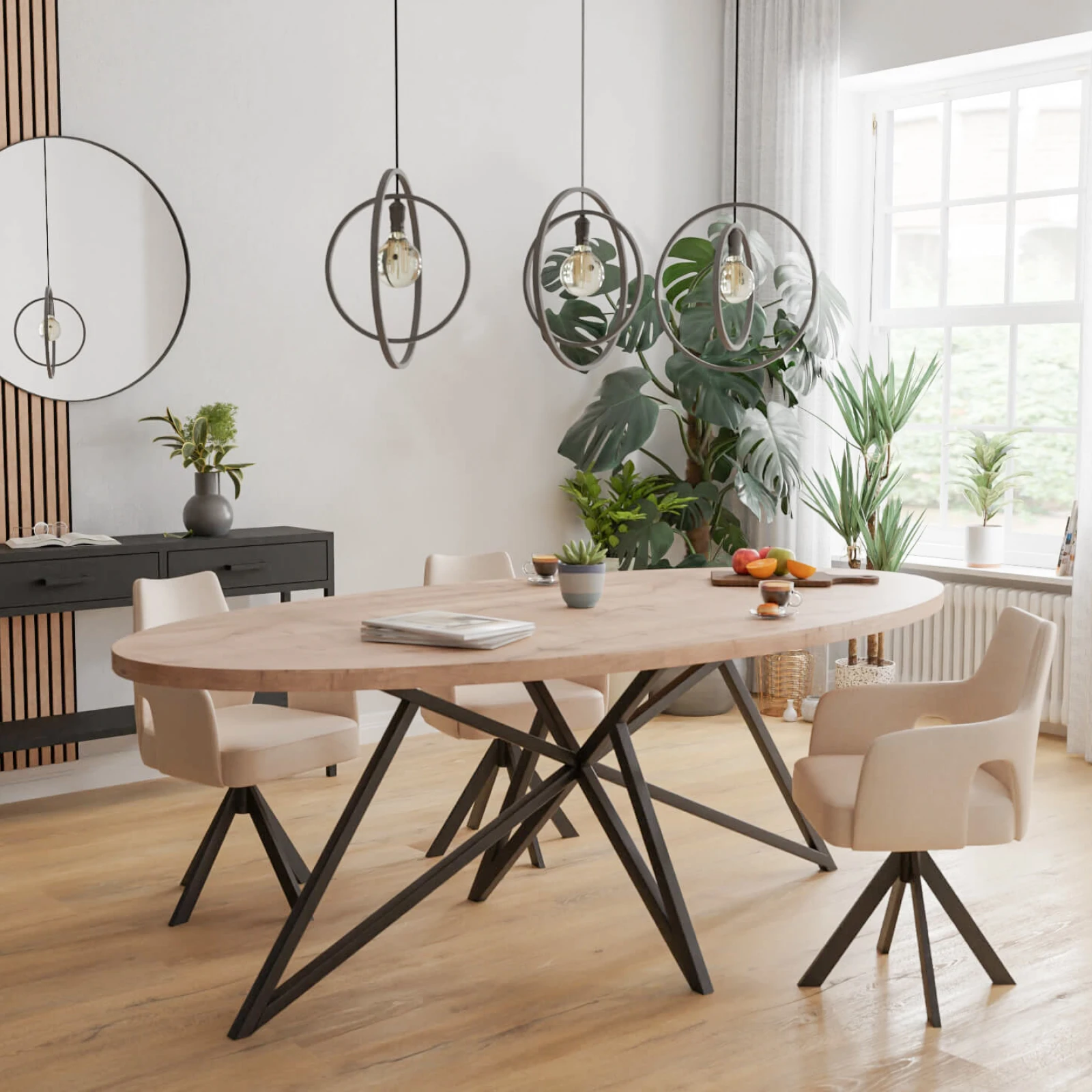 Eettafel Crosse - Ovaal Eiken Kiezel (220x110cm)