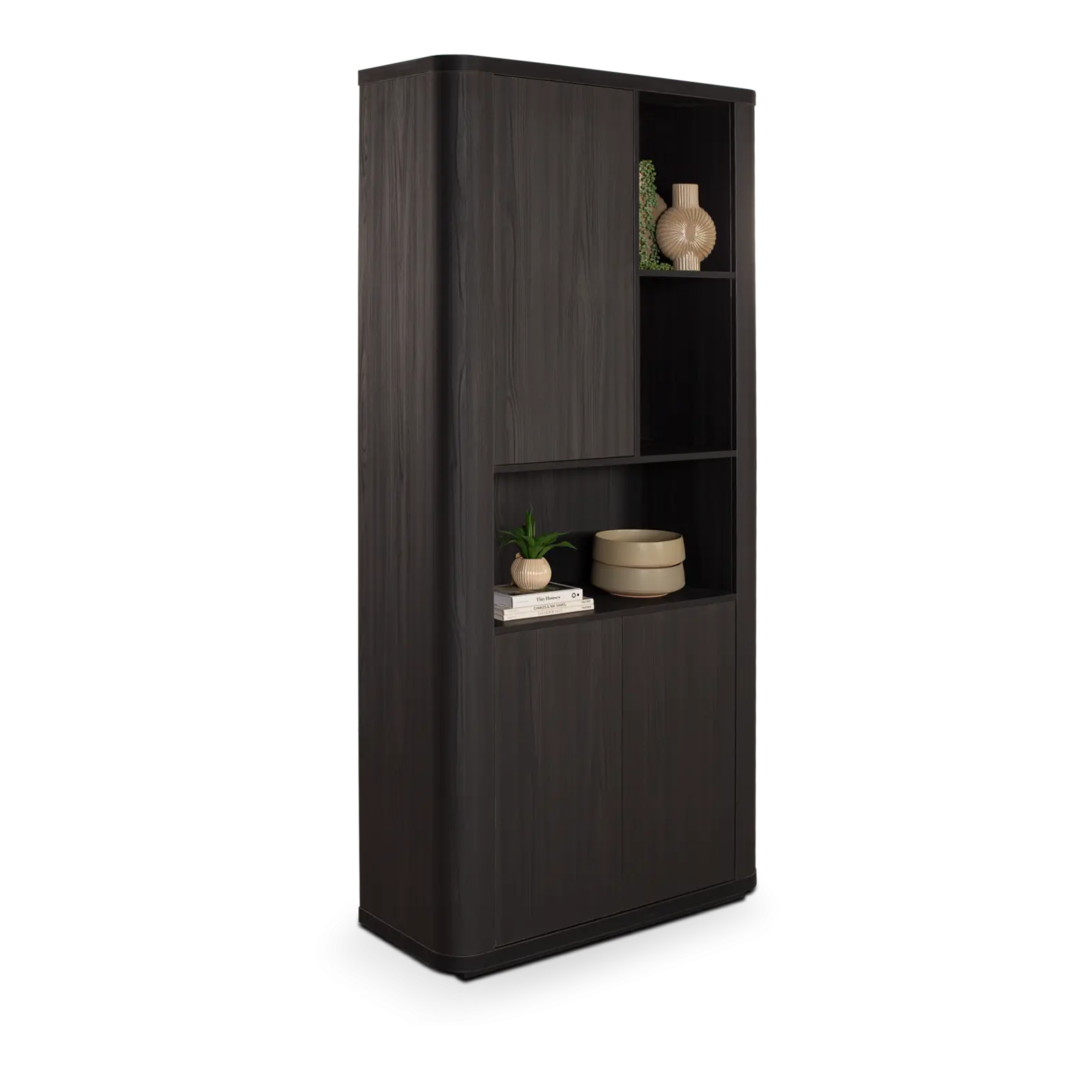 Wandkast Monaco - 100 cm - Zwart - 3 deuren, 3 vakken