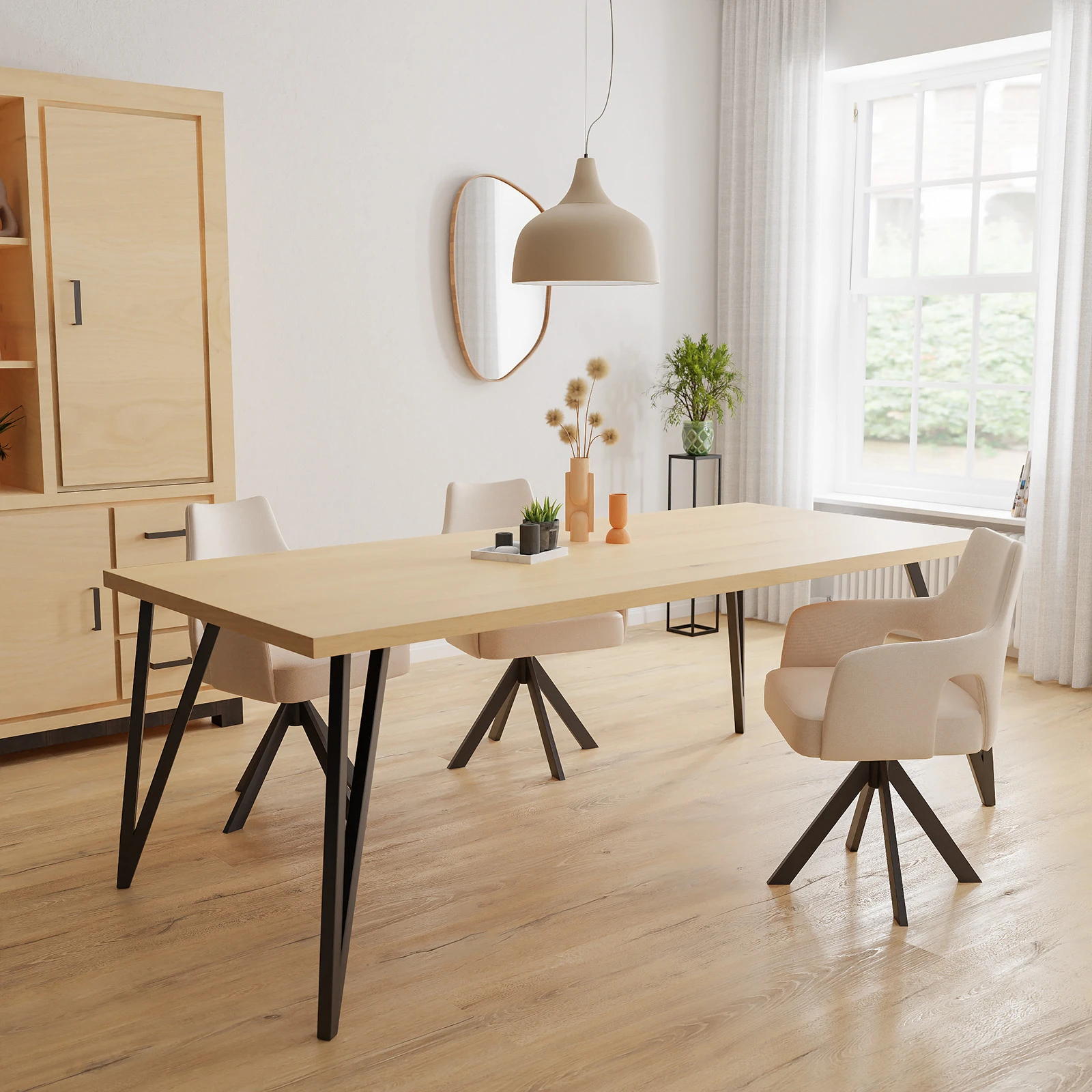 Eettafel Triangle - Rechthoek Eiken Nature White (220x100cm)