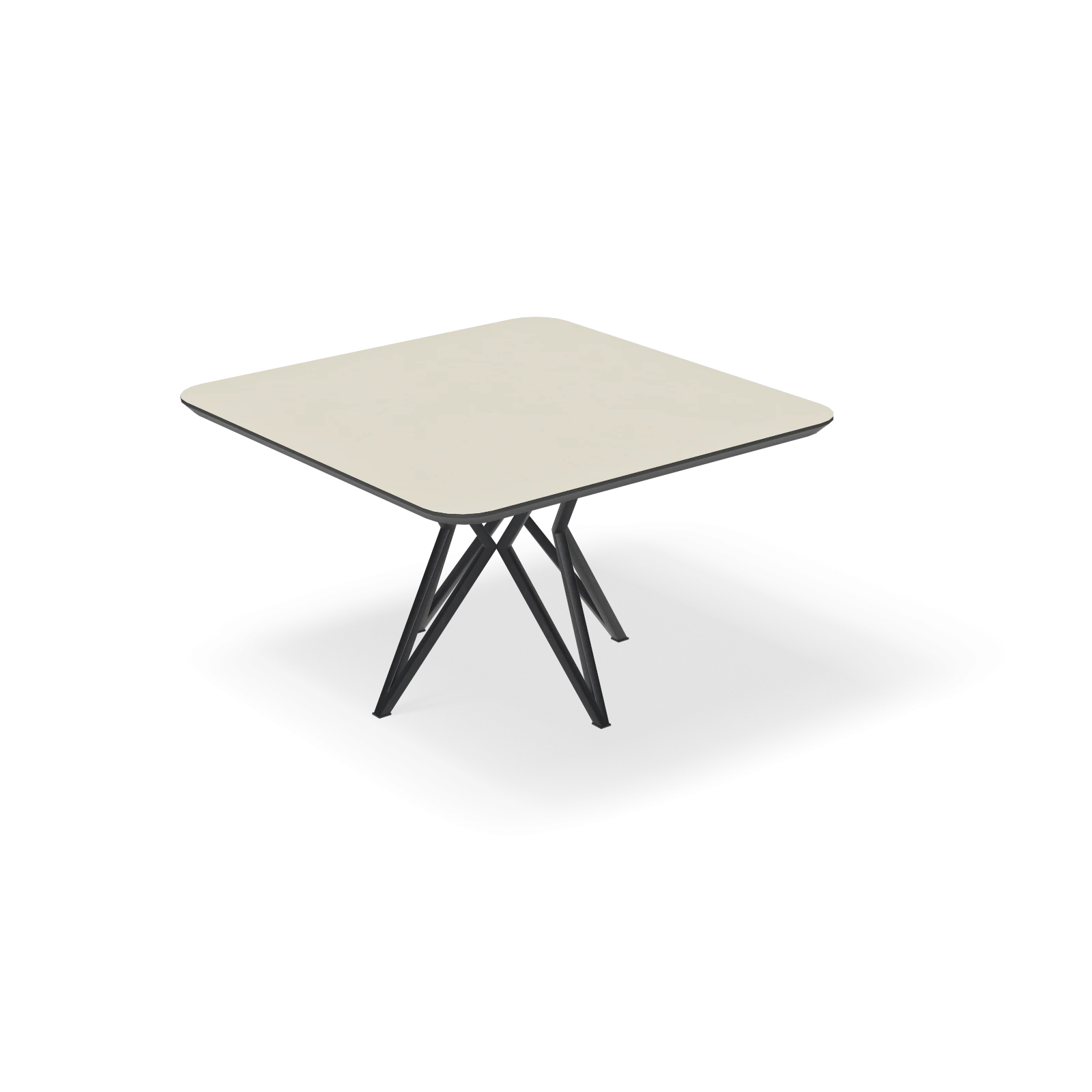 Eettafel Crosse - Vierkant afgeronde hoeken HPL Stone Beige (130x130cm)
