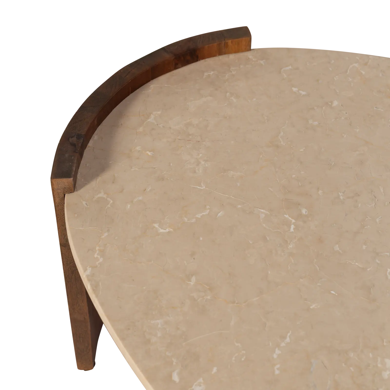 Salontafel Ayana - ovaal 127x69 cm - Mangohout Cacao Bruin - Tafelblad Natuursteen