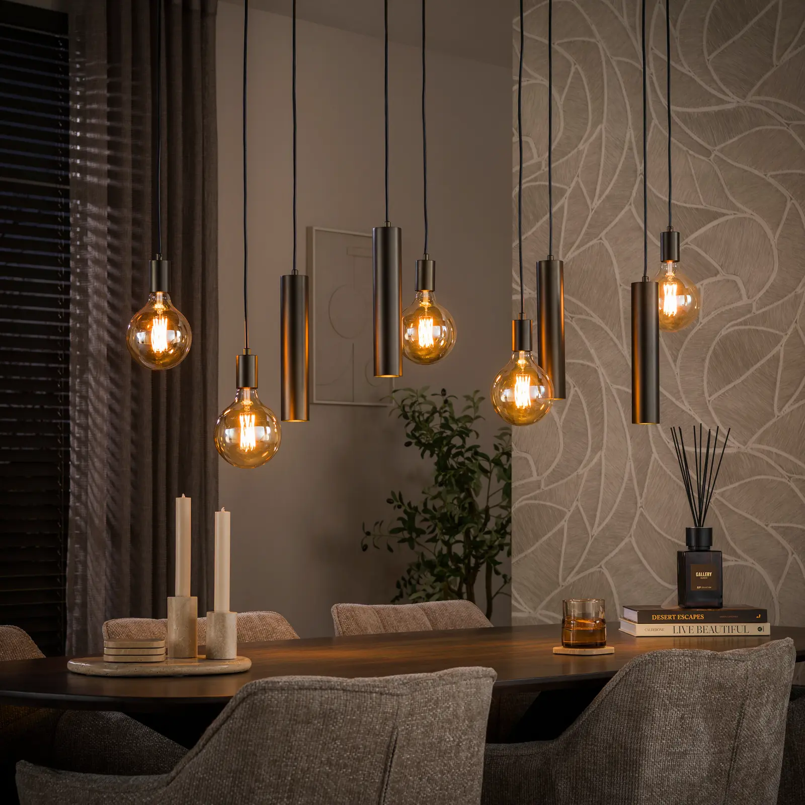 Hanglamp Senso 5+4-lichts - Sienna bruin