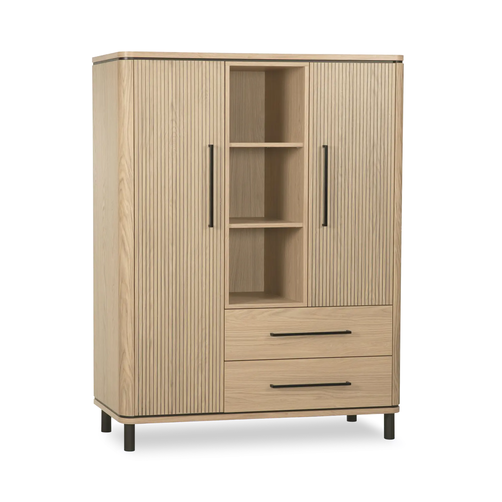 Wandkast Shuffle – 118 cm – Lamulux Blond Oak – 2 deuren, 2 laden, 3 open vakken