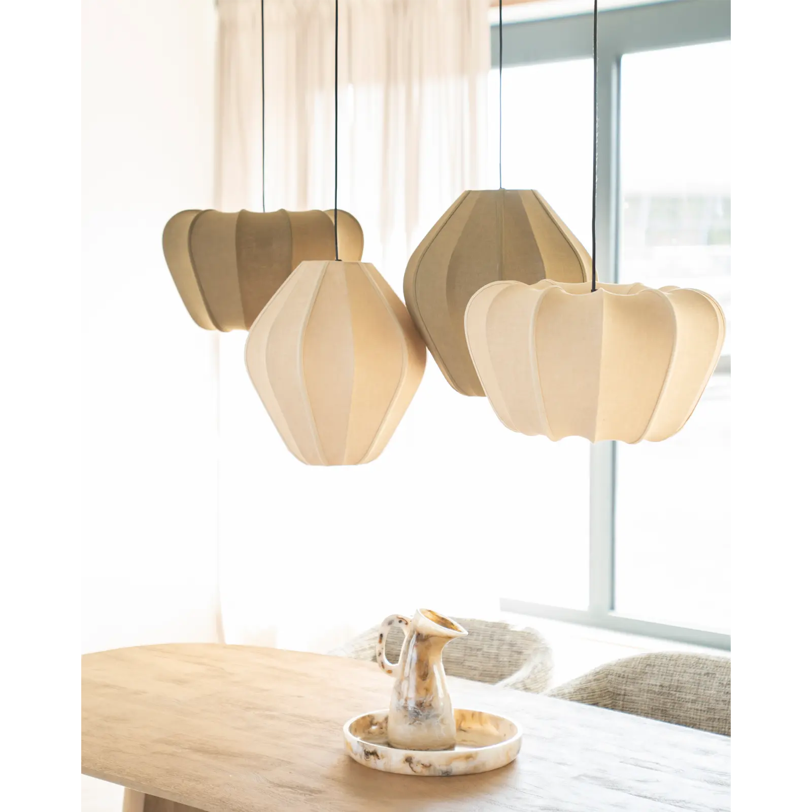 Hanglamp Sora 1 - rond Ø48 cm - stof Linnenlook Natural