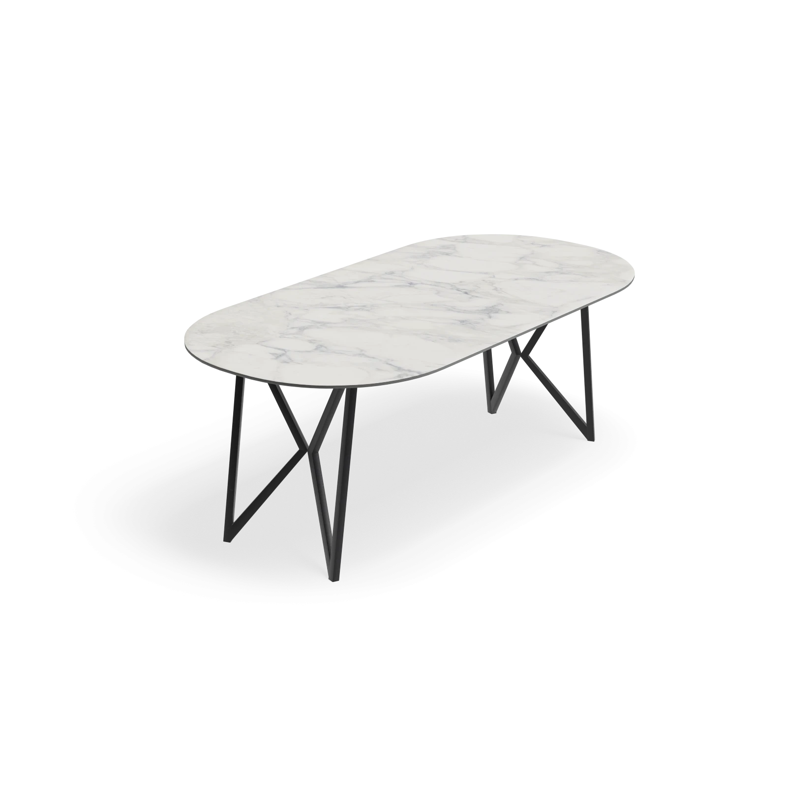 Eettafel Crosse (los) - Halve Cirkel Keramiek Calacatta Extra Satin (200x100cm)