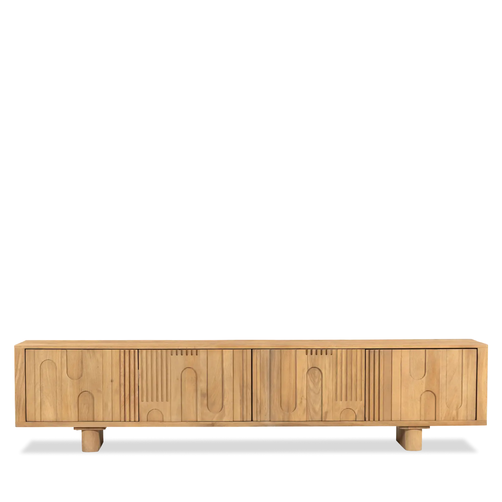 TV meubel Kenya - 220 cm - Mangohout Loom Naturel - 4 deuren