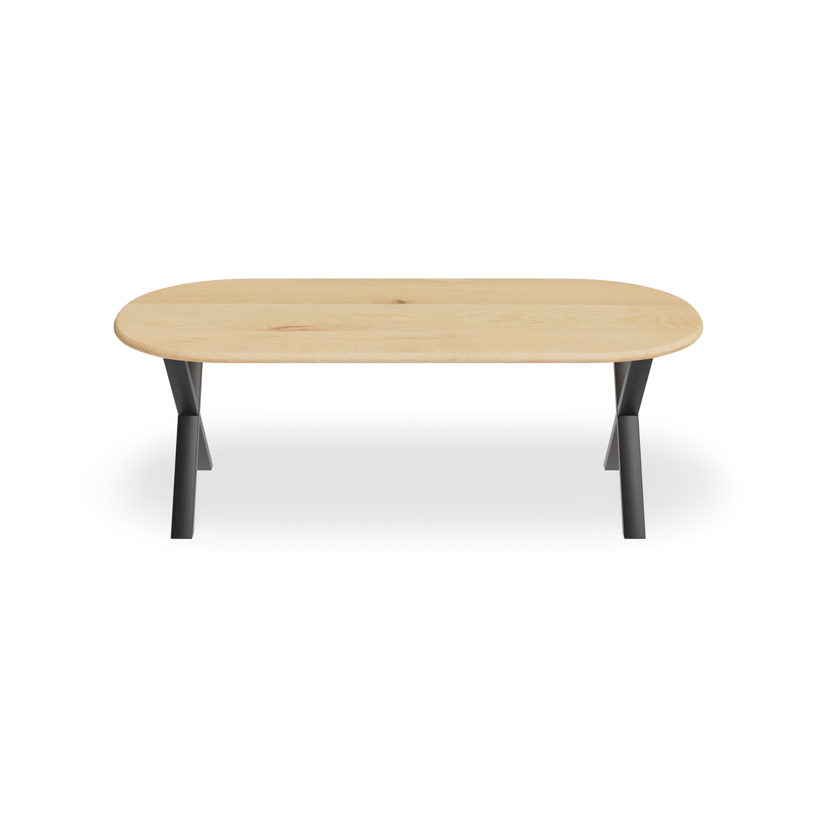 Eettafel X poot (8x4 cm) - Halve Cirkel Eiken Nature White (220x100cm)
