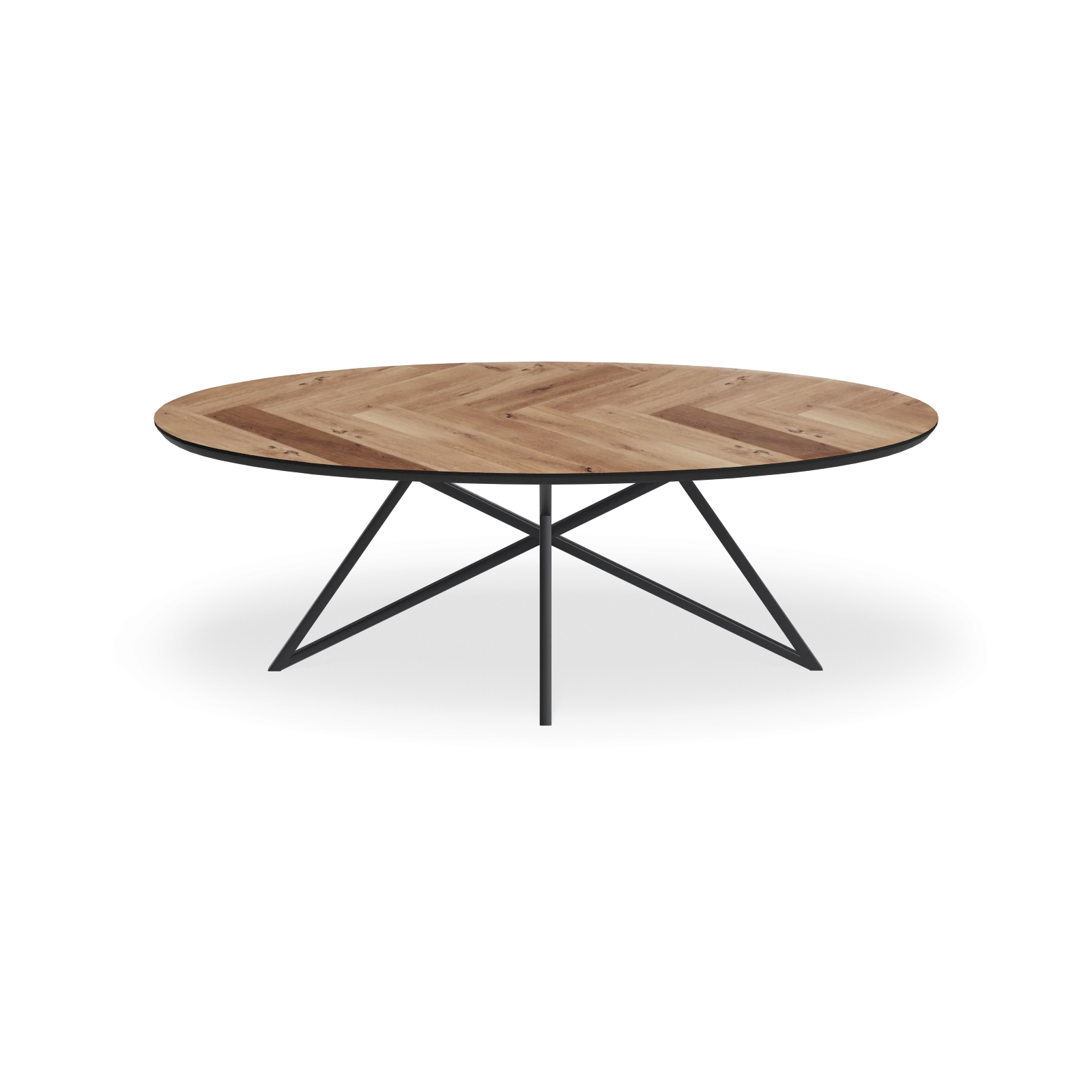 Eettafel Crosse - Ovaal Eiken Visgraat Kiezel (220x110cm)