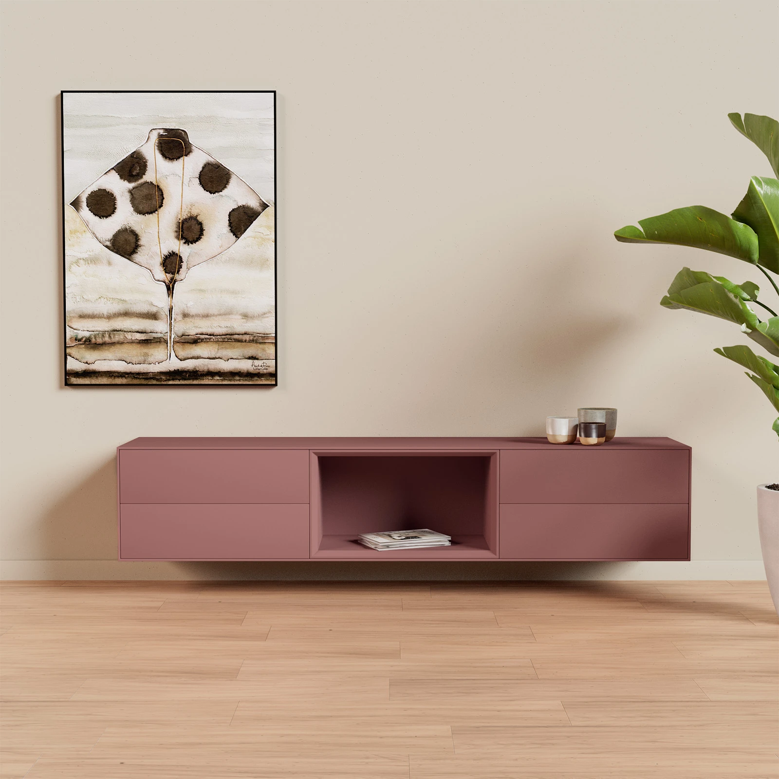 TV Meubel Hermosa Pink 200cm Zwevend