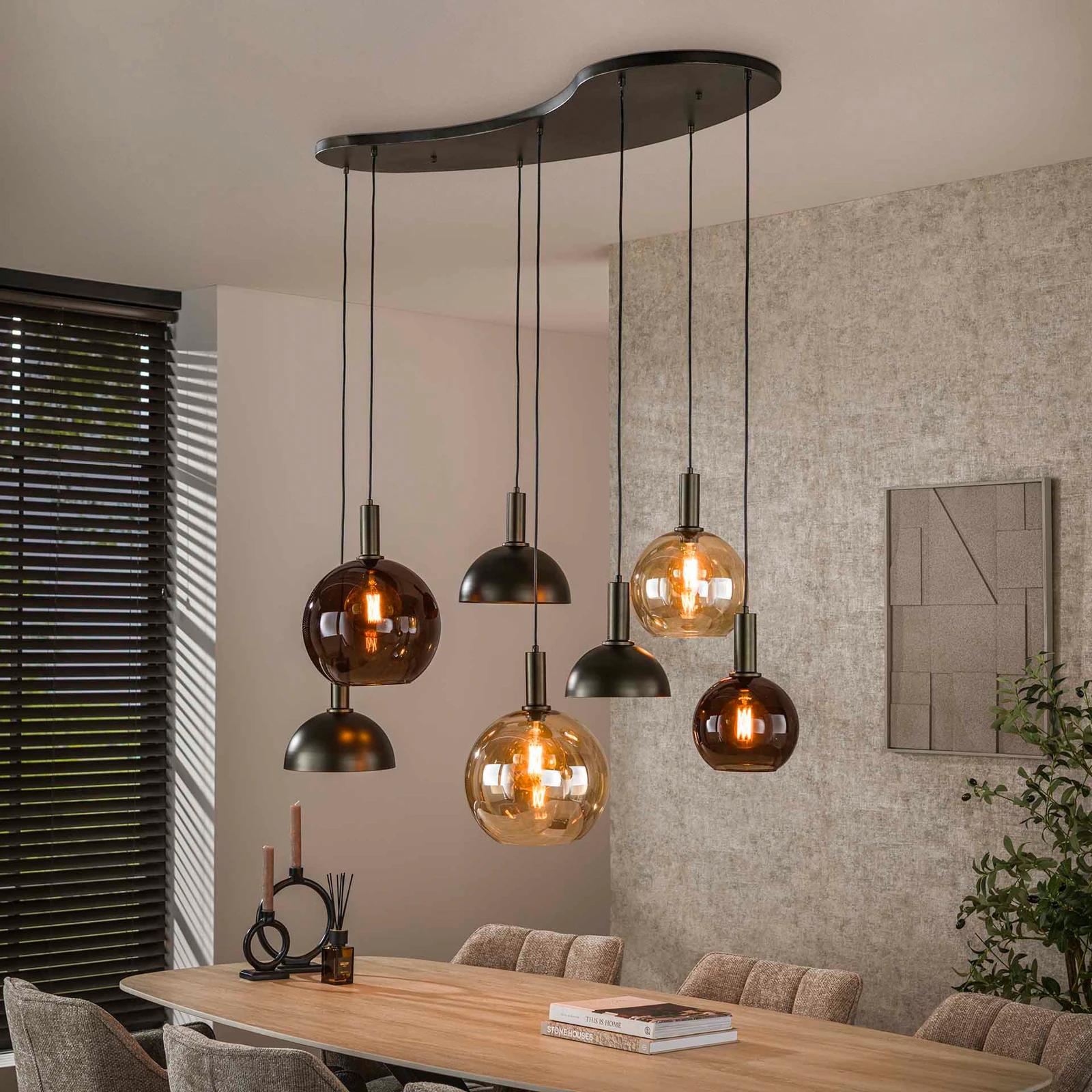 Hanglamp Cluster (4+3 lichts) - Sienna Bruin