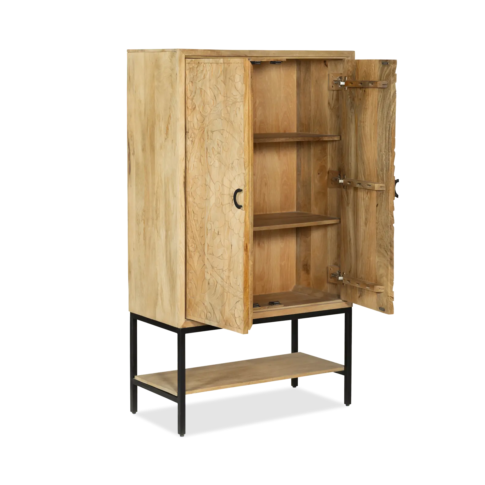 Opbergkast Belleville - 90 cm - 2 deuren - Mangohout Loom Naturel