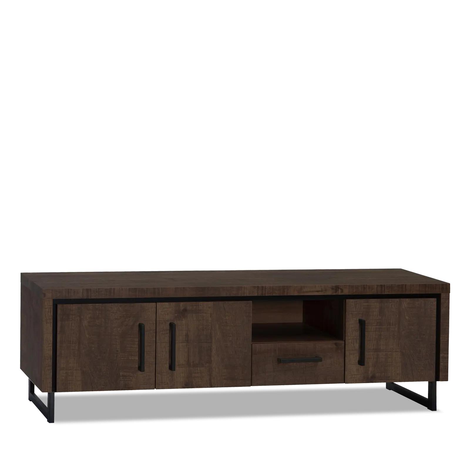 TV meubel Sheridan - 169 cm - Lamulux Dark Mango - 3 deuren, 1 lade, 1 open vak