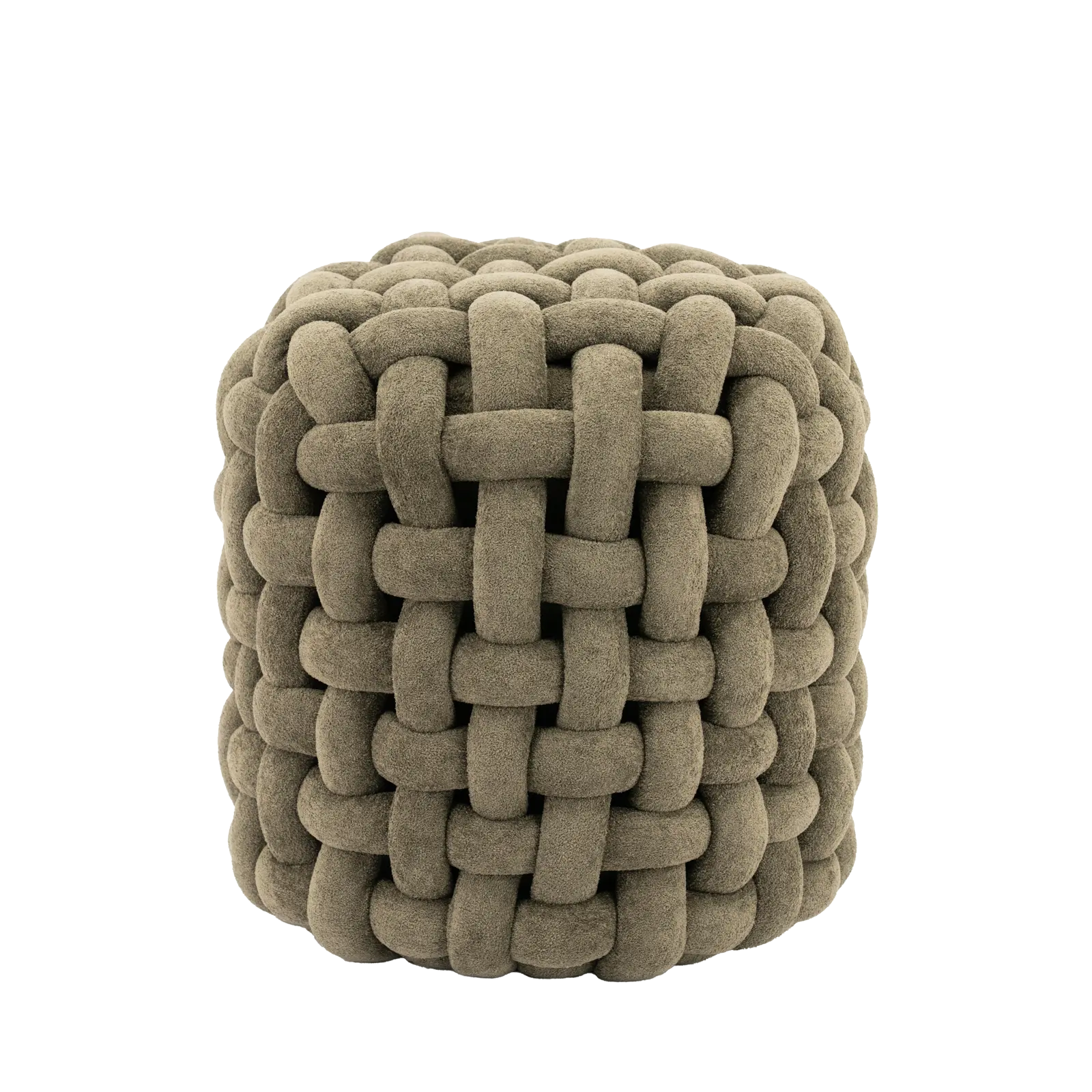 Poef Poofie - rond Ø44 cm - Grof Gebreid - Groen
