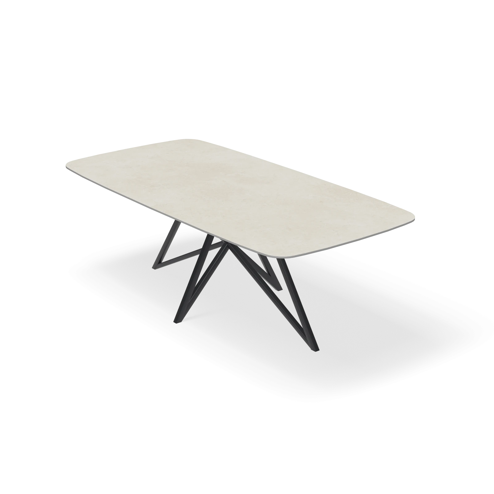 Eettafel Crosse - Deens Ovaal Keramiek Limestone Ivory Satin (220x110cm)