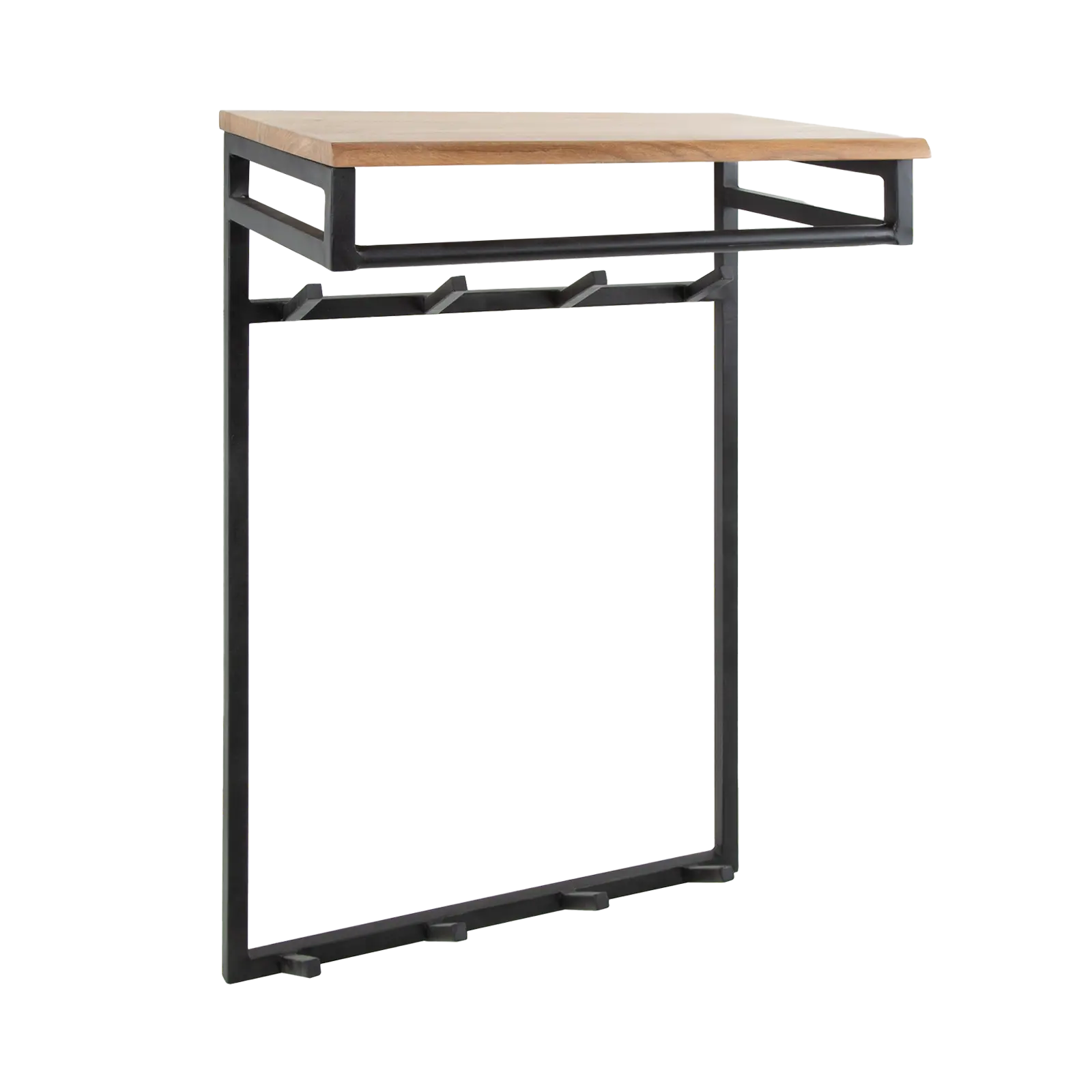 Kapstok Custom - 55 cm - 2x 4 haken - roede - hoedenplank - Acaciahout