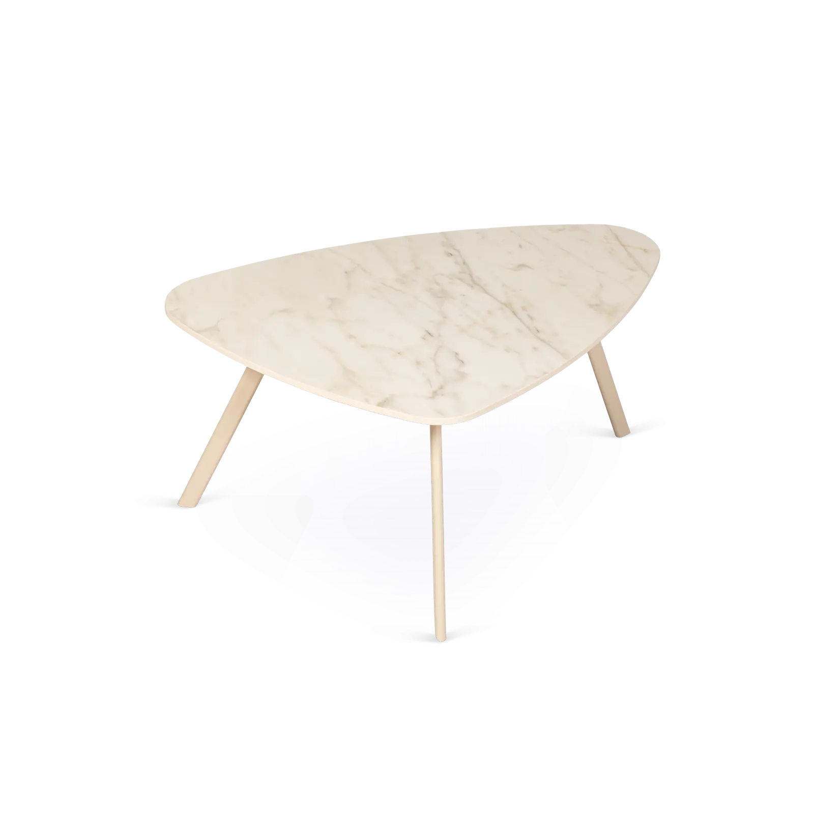 Salontafel Trenta - kiezelvorm 80x55 cm - Keramiek Golden White Satin