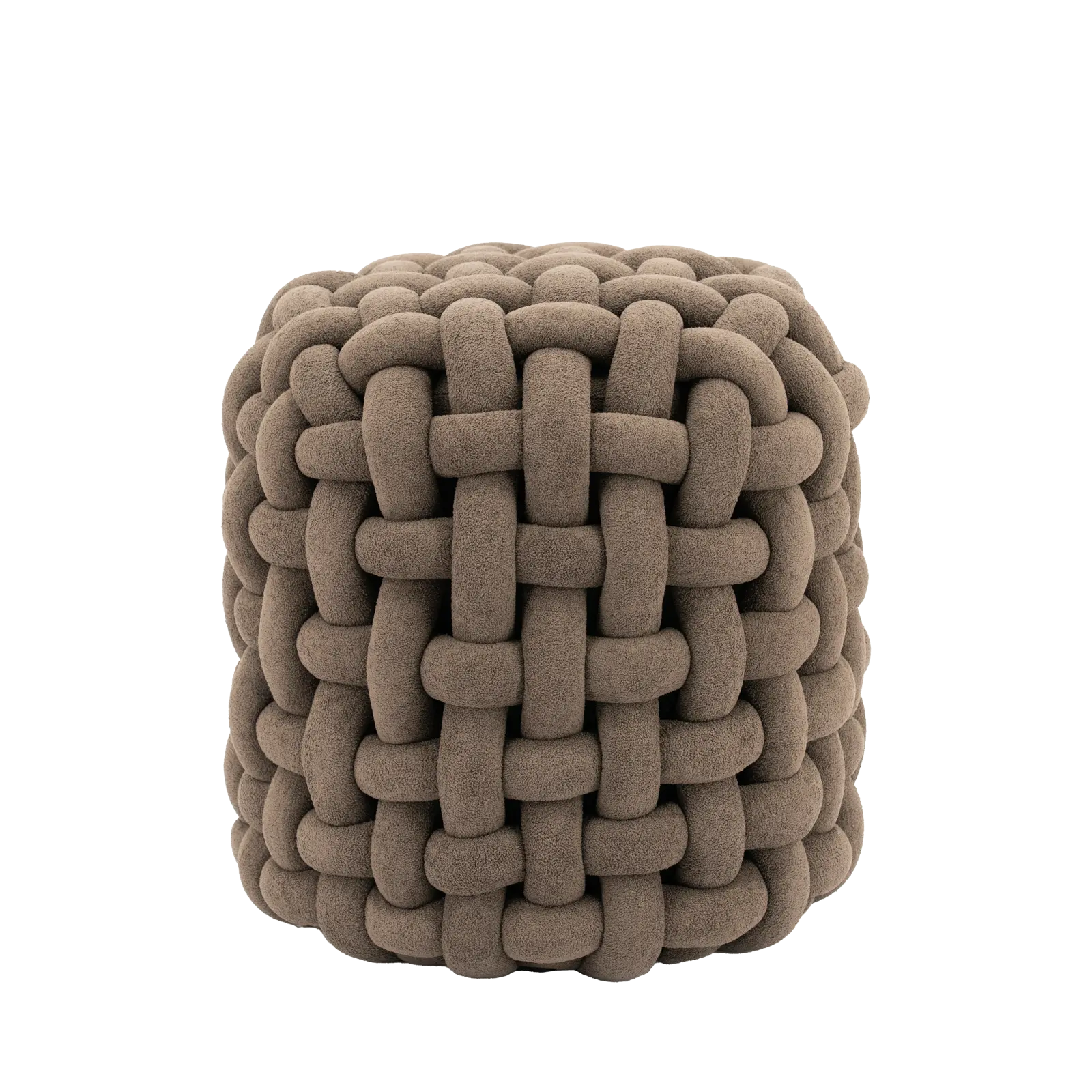 Poef Poofie - rond Ø44 cm - Grof Gebreid - Bruin
