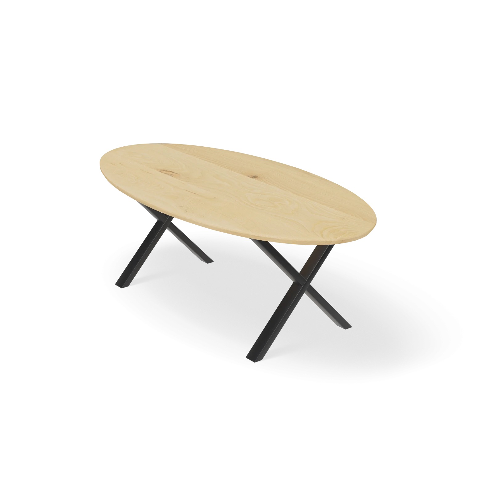 Eettafel X Poot(8x4cm) - Ovaal Eiken Nature White (220x110cm)