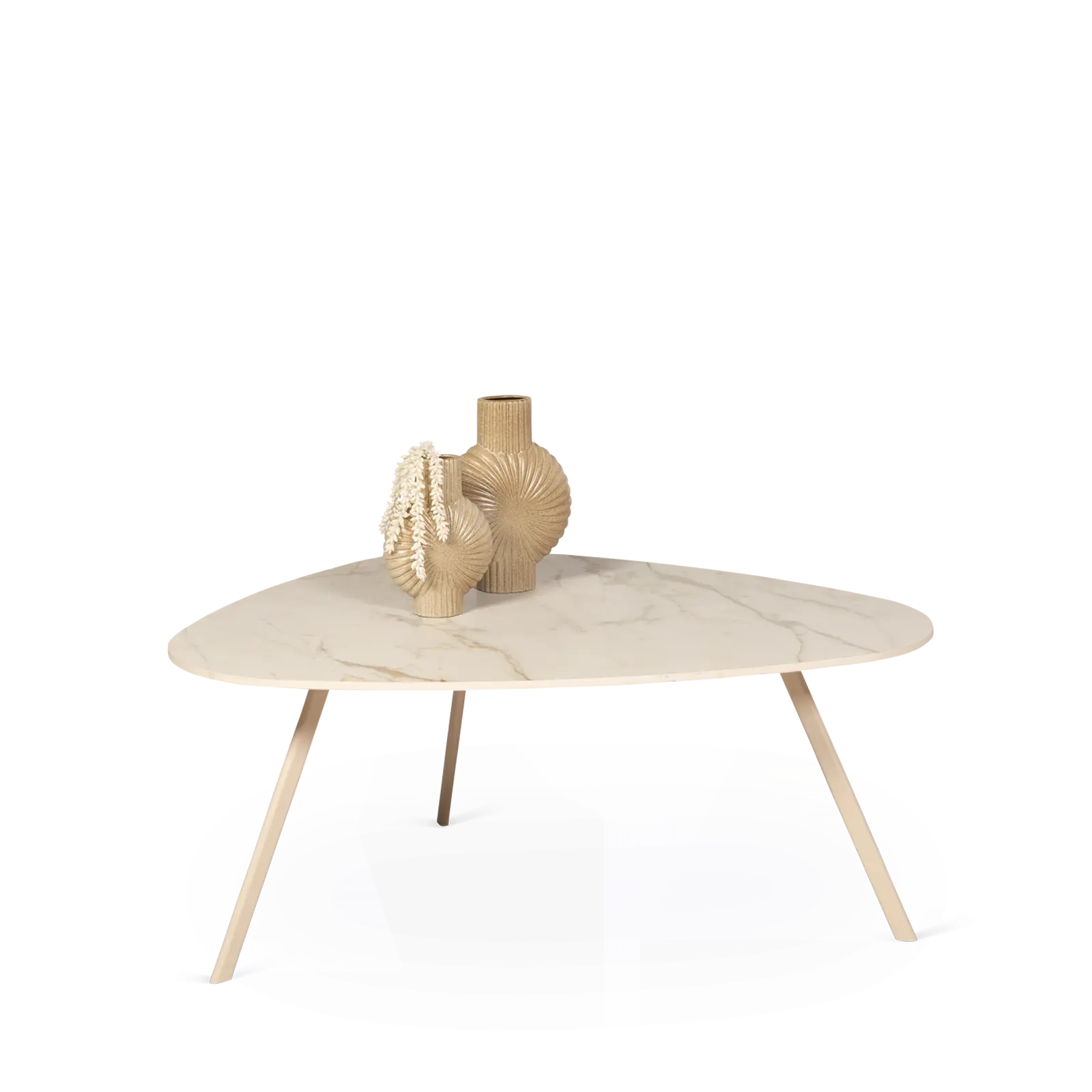 Salontafel Trenta - kiezelvorm 105x80 cm - Keramiek Golden White Satin
