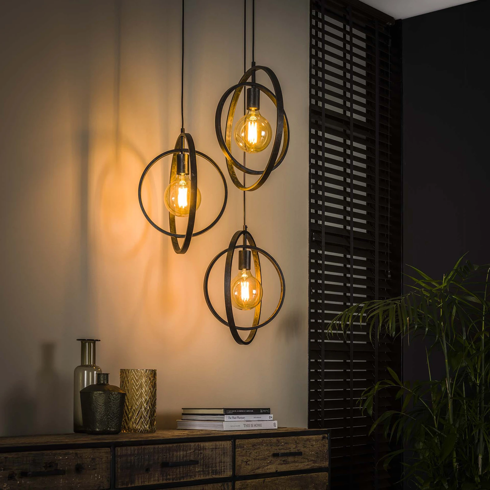 Hanglamp Turn Around (3 lichts getrapt) - Charcoal