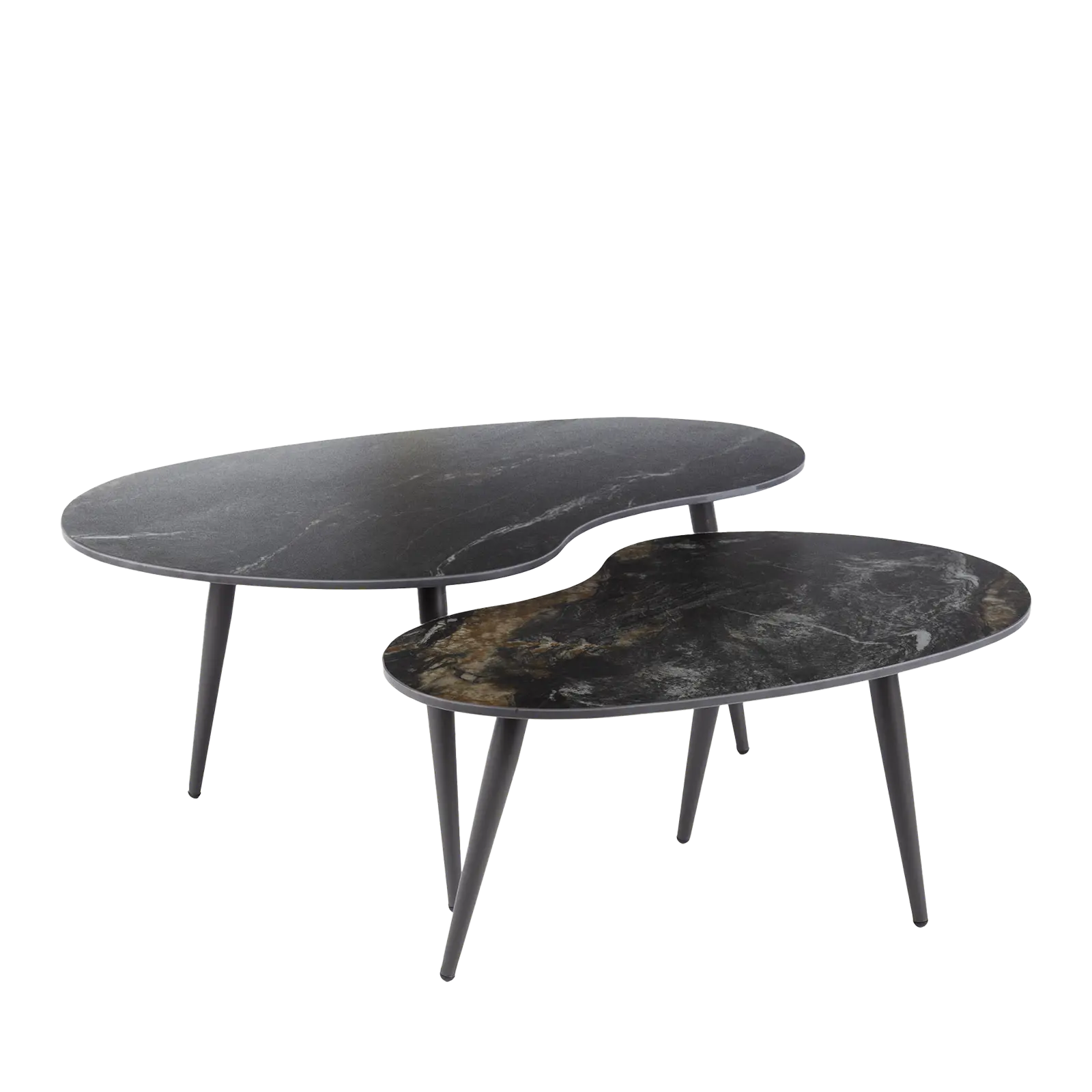 Salontafel set van 2 Fossil - niervorm - Keramiek Fossil Black