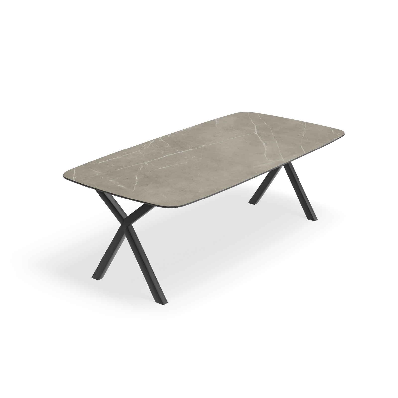 Eettafel X poot - Deens Ovaal Keramiek Tafu Satin (220x110cm)