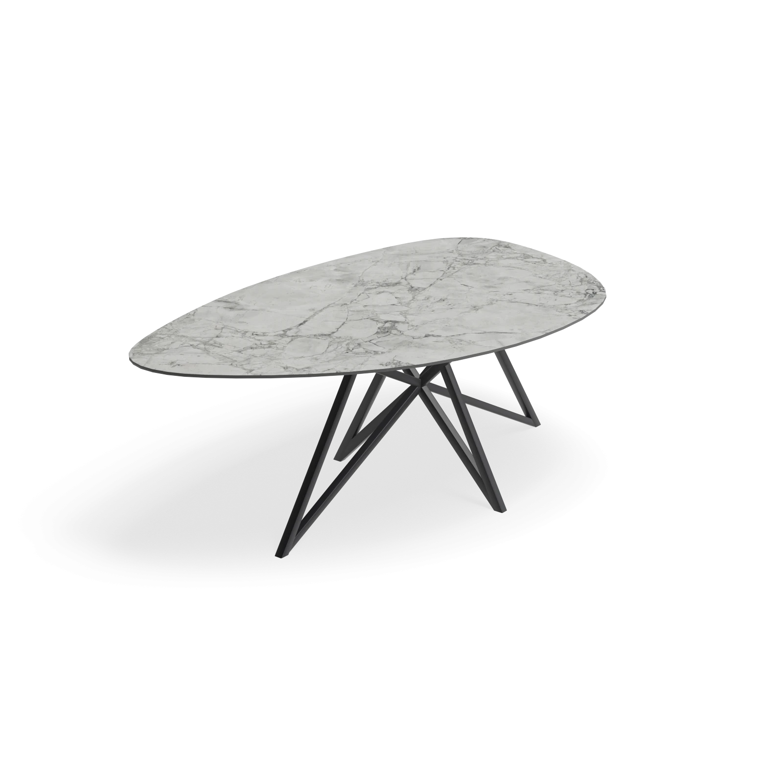 Eettafel Crosse (los) - Kiezel Keramiek Superwhite Satin (200x120cm)