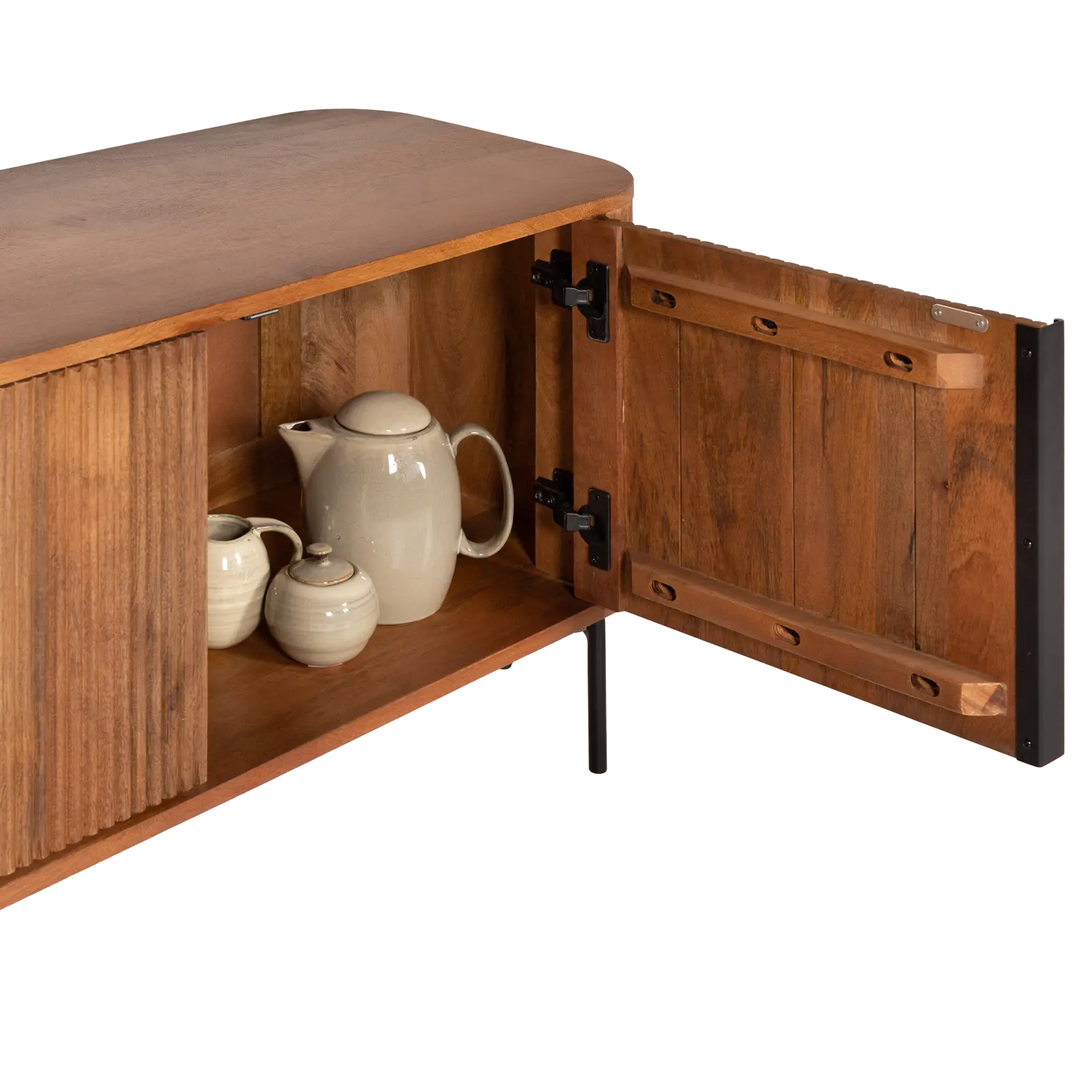 TV meubel Amare - 154 cm - Mangohout Lichtbruin - 3 deuren
